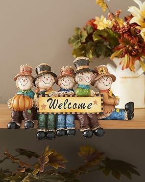 The Lakeside Collection Autumn Harvest Welcome Plaque - Scarecrows
