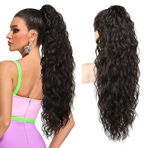 REECHO Ponytail Extension 30" Long Claw Clip Ponytail Extension Curly