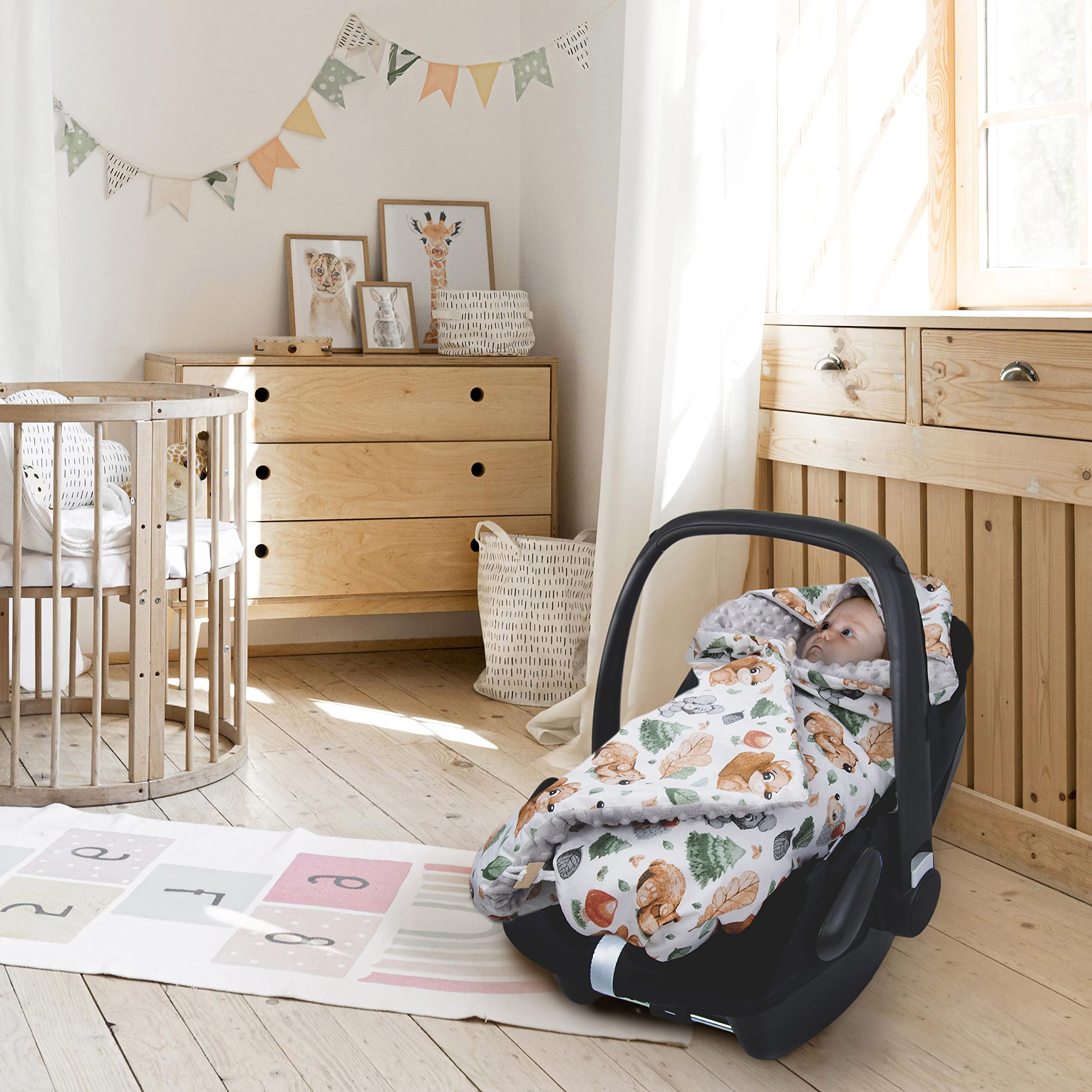 Amilian Copertina per ovetto, 90 x 90 cm, per il comfort e la sicurezza del vostro bambino, per passeggino o seggiolino auto, scoiattolo