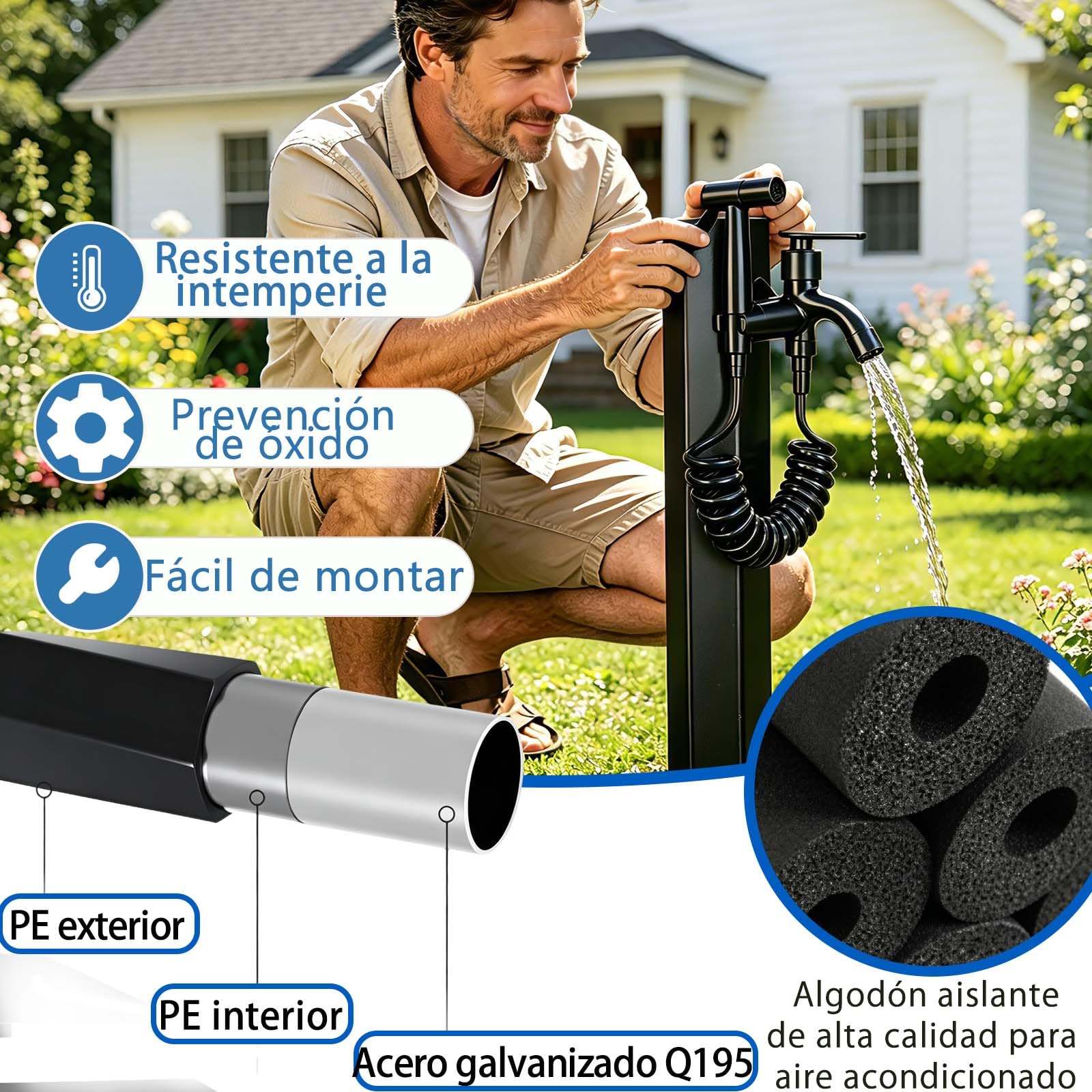 Columna De Agua De Jardín Con Grifo,Grifo De Columna Exterior,Fuente Jardin Exterior, Resistente A Heladas, Fuente Decorativa Y Dispensador De Agua,Para Jardín, Patio Y Riego De Césped