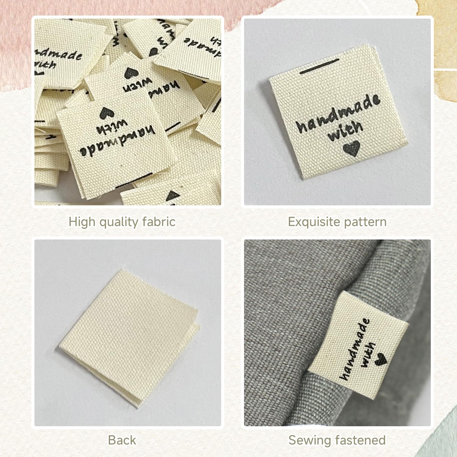 150 Pieces Clothing Labels, Clothing Collar Labels, Handmade Fabric Labels with Love, Double-Sided Woven Clothing Labels - Image 3