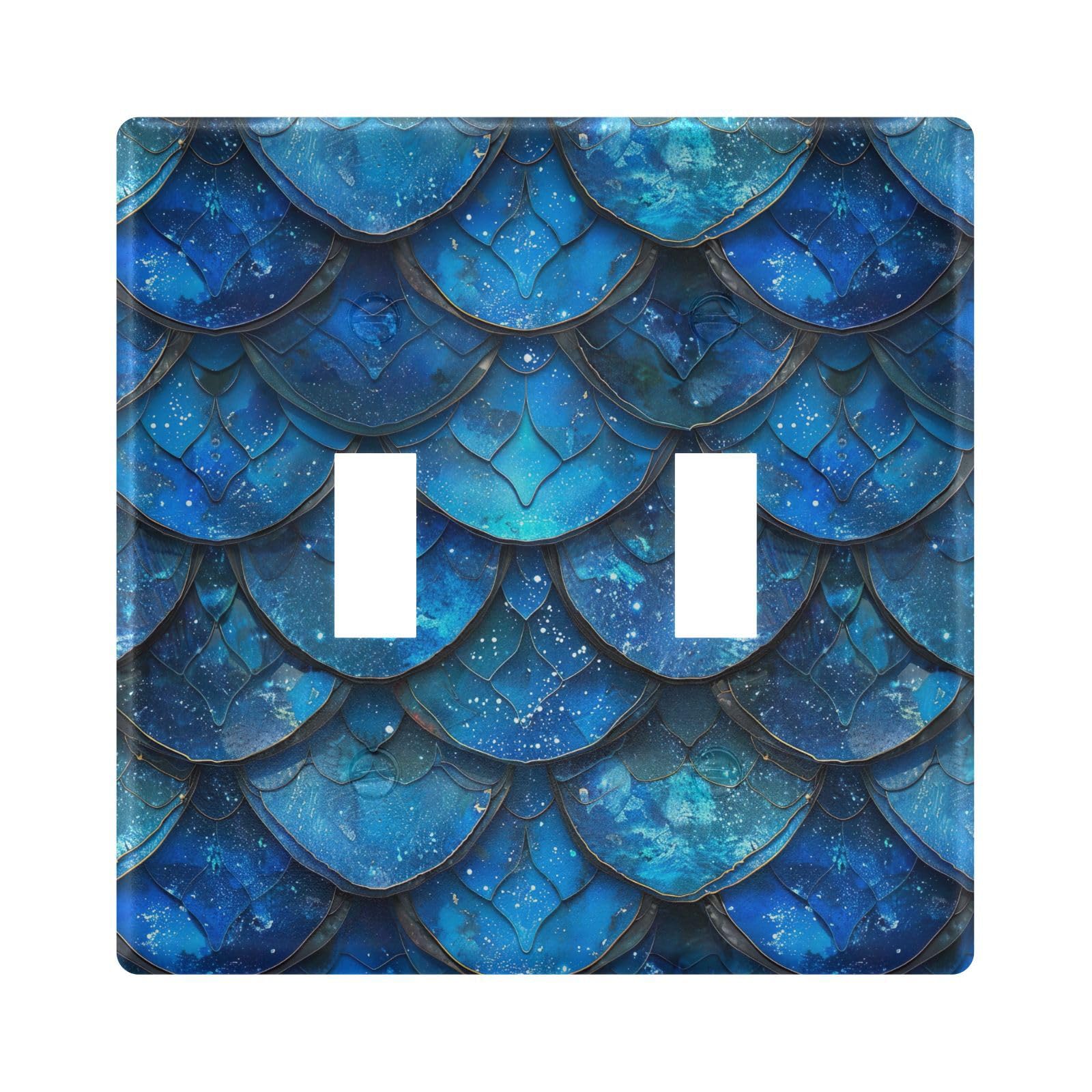 UMIRIKO Blue Mermaid Scale Light Switch Cover Plate Covers Decorative Double Toggle Home Decor 202b3331