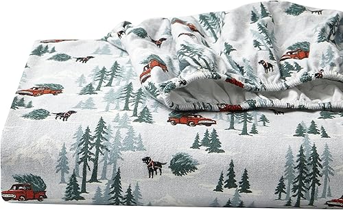 Vista 128 de Eddie Bauer - Full Sheets, Cotton Flannel Bedding Set, Brushed For Extra Softness, Cozy Home Decor (Dog Friends, Full)