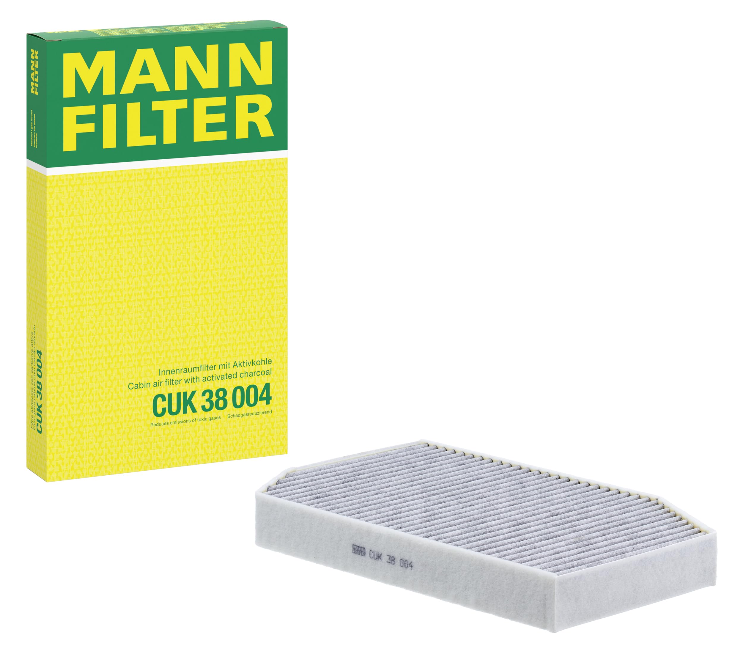 MANN-FILTER, CUK 38 004 Filtro de aire de cabina, Carbón activo | Para Turismos, Filtración polvo y polen, Reducción de olores, Calidad original OE