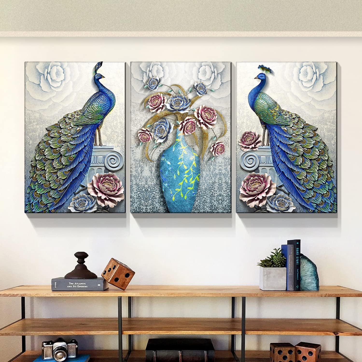 Amazon.co.jp: Looife 孔雀 キャンバス ウォールアート 装飾 18x24