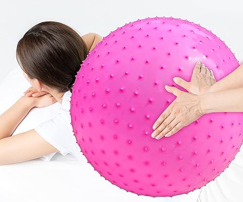 Miniatura 3 de Pelota de masaje sensorial grande para niños, 33.5 pulgadas, 3.1 libras, pelota de ejercicio inflable rosa para niños pequeños, bolas inflables