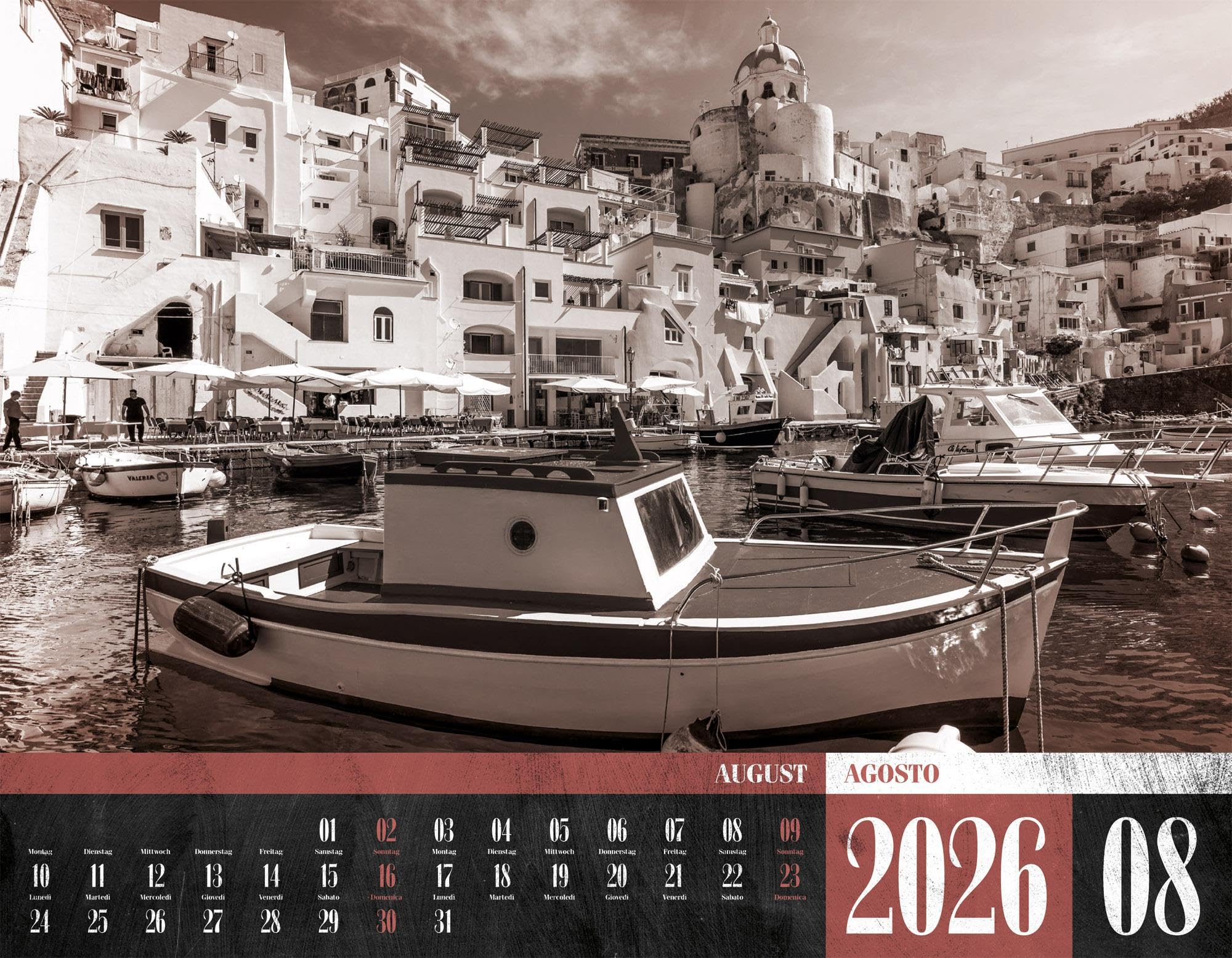 La Dolce Vita Kalender 2026 | Italienische Lebensart | Stimmungsvoller Italien-Kalender im großen Querformat (54x42 cm) | Fotos in Schwarz-Weiß/Sepia