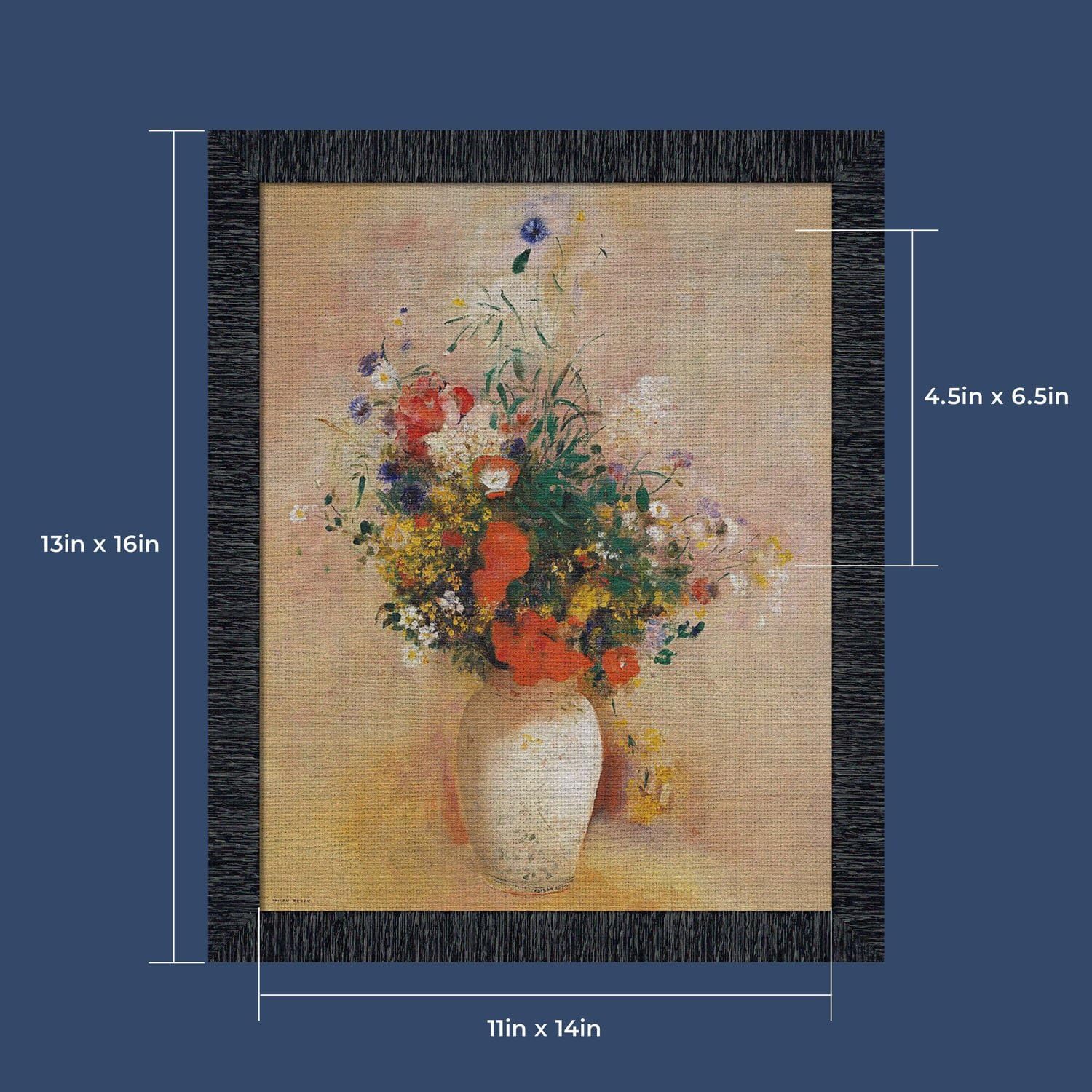 Crossroads Home Décor Flower In White Vase By Odilon Redon, World Famous Wall Art Collection, Wall Decor Pictures for Living Room, 2456CH