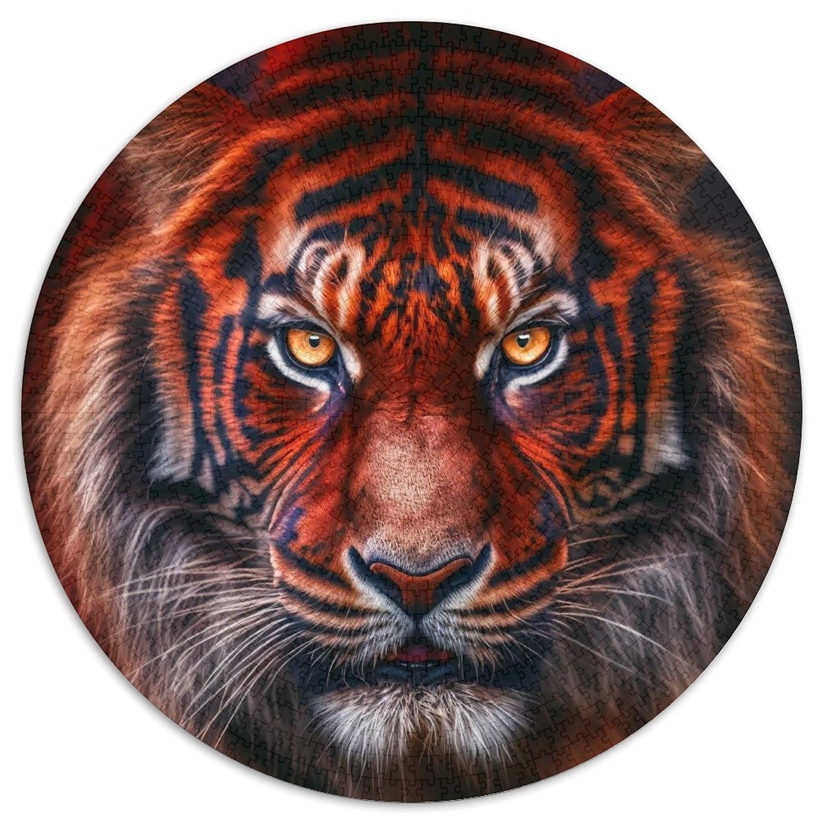 Jigsaw Puzzles 1000 Pieces for Adults Tiger Round Puzzles Challenging Brain Teaser for Teenagers,Perfect for Home Decor Or Gift 67.5x67.5cm