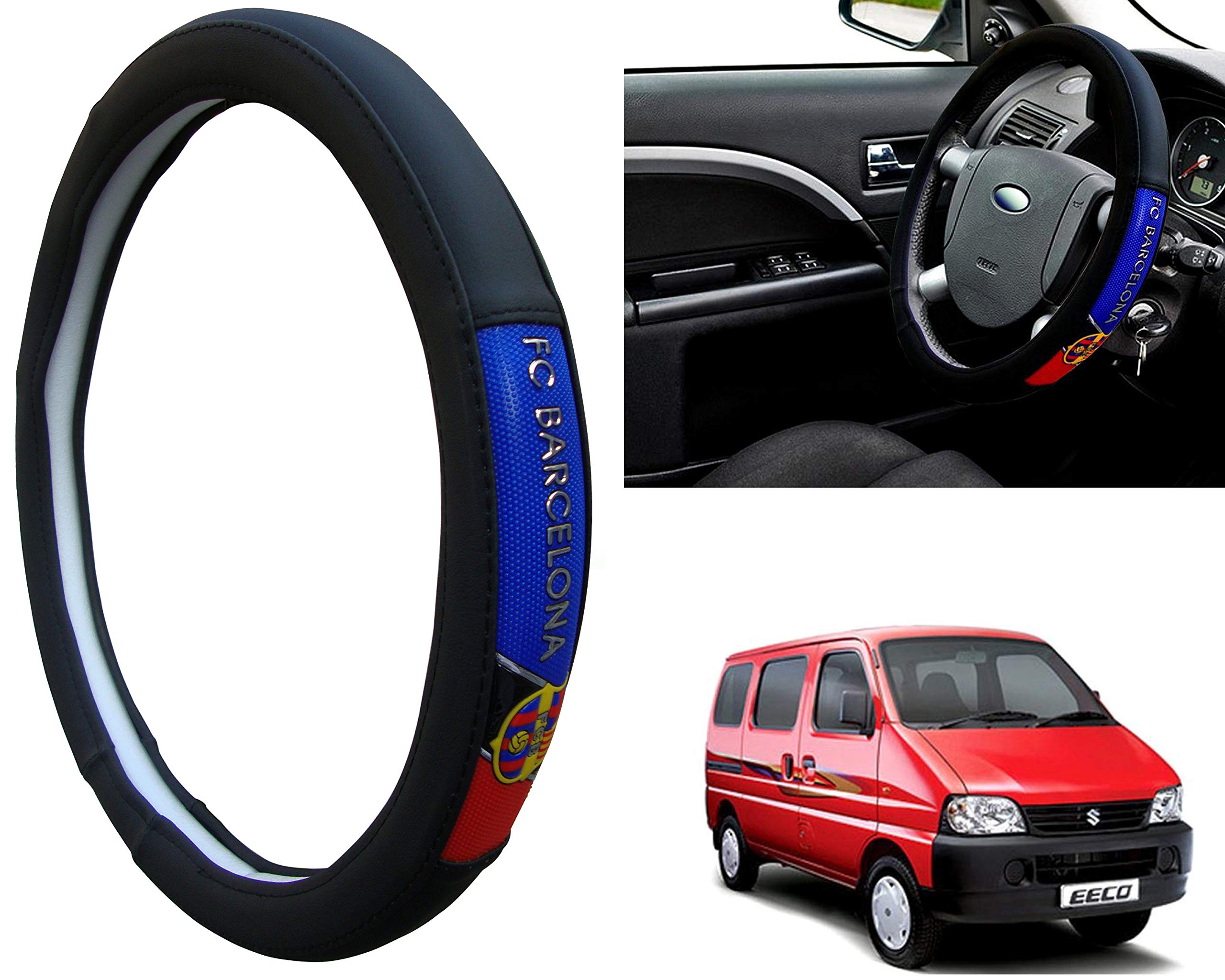 WolkomHome Ring Type Car Steering Wheel Cover (Black Barcelona) for Maruti Suzuki Eeco-image-10