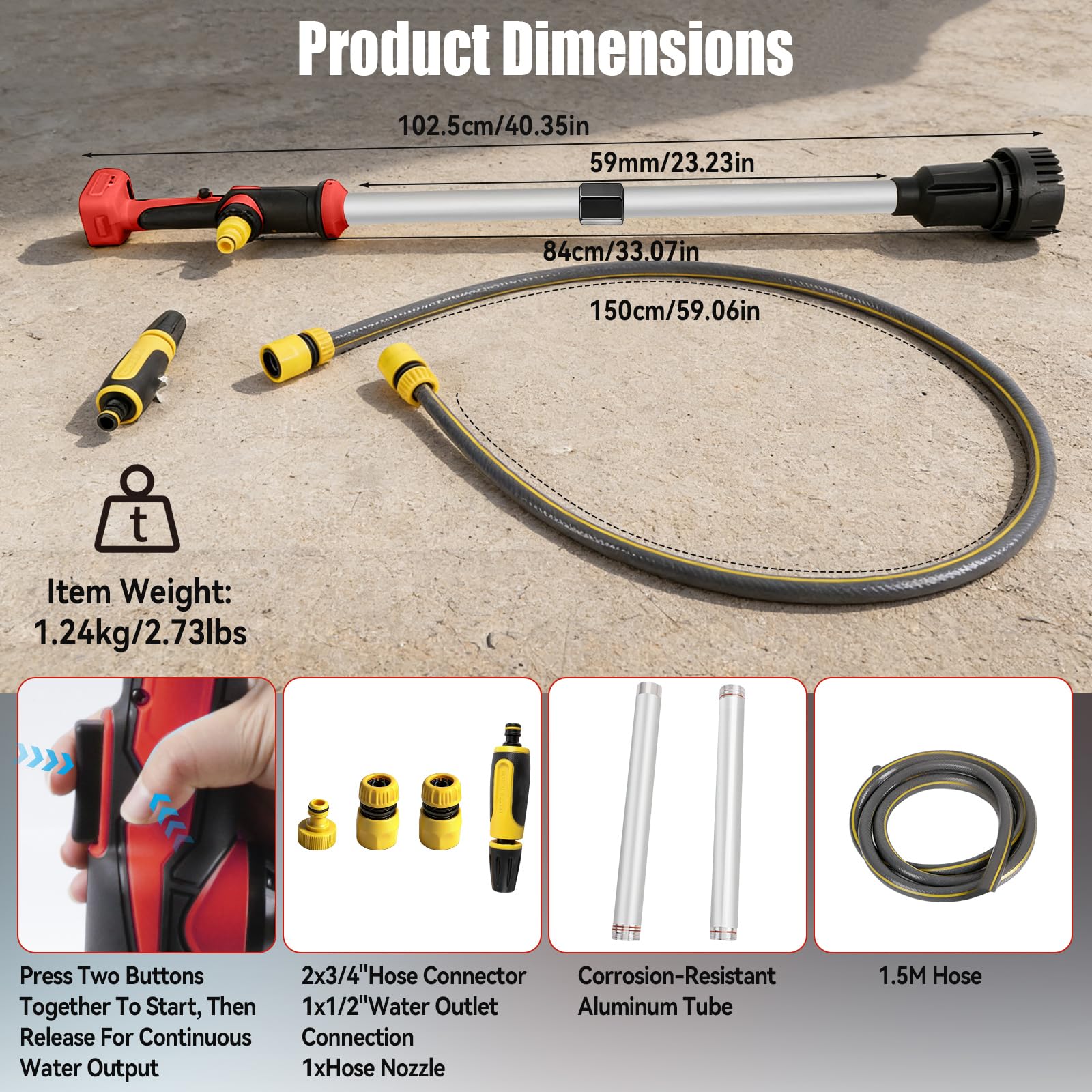 Pompe à eau submersible sans fil compatible avec Milwaukee M18, débit 3600 l/h, pompe portable pour vider les citernes, les bassins, les bateaux (rouge pour Milwaukee)