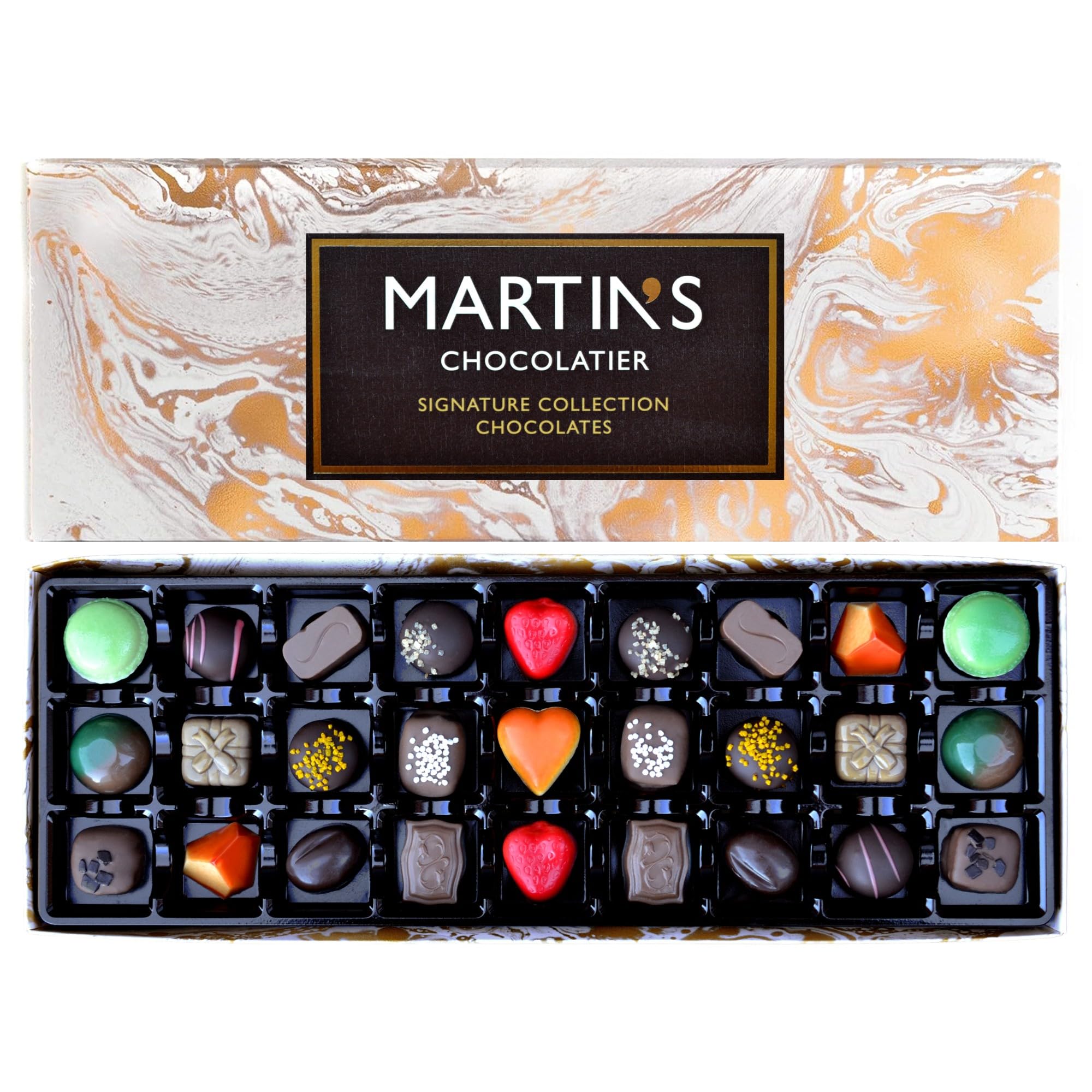 Martin’s Chocolatier Signature Artisan Collection - Belgian Luxury Chocolate Gift Box, 27 Pieces, Milk Dark White Assorted Pralines & Truffles