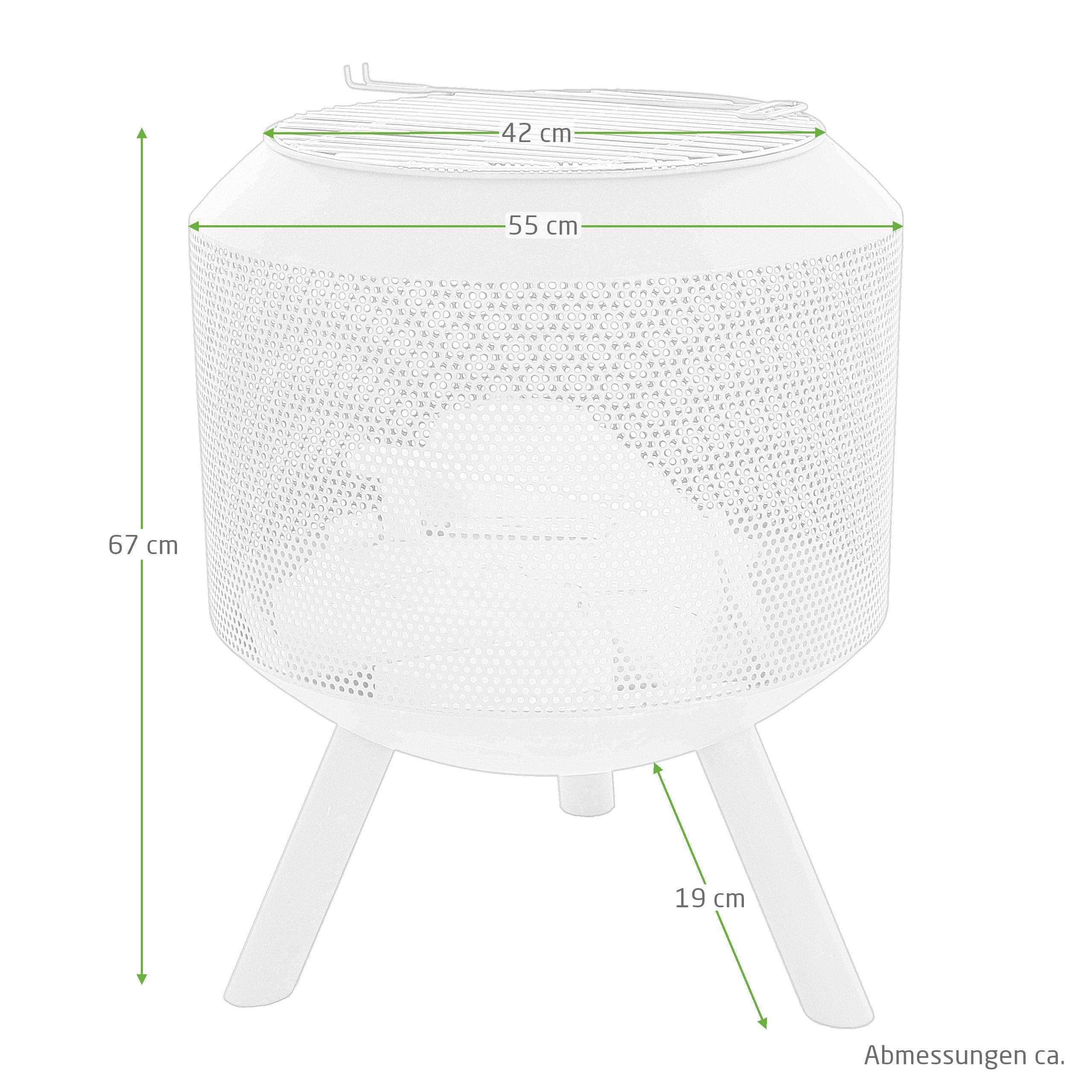 Raburg - Braciere XXL BEN in ardesia, design extra grande, 60 x 55 cm, rotondo, in acciaio, con griglia e gancio