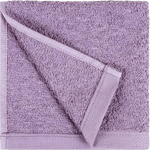Miniatura 7 de Tienda Basics Toallas de algodón de rizo de secado rápido extra absorbentes paquete de 24 unidades lavanda 12 x 12 pulgadas
