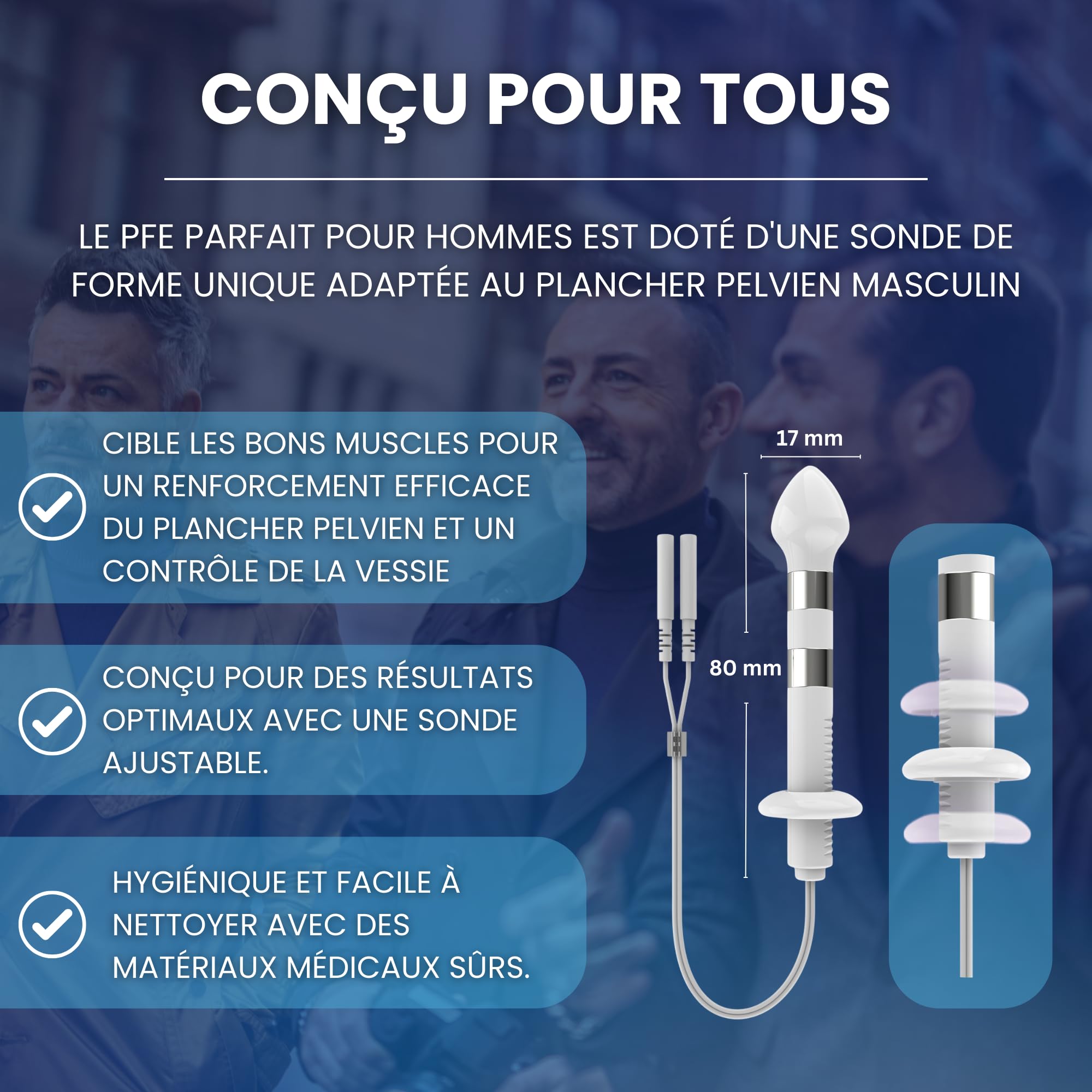 TensCare Perfect PFE MEN – Appareil d’Électrostimulation pour Hommes | Traitement de l’Incontinence, Douleurs Pelviennes et Renforcement du Plancher Pelvien