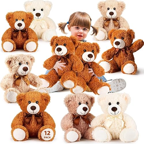 12 paquetes de osos de peluche de 14 pulgadas lindo oso de peluche de oso suave de peluche oso lanudo para baby shower revelación de género regalos