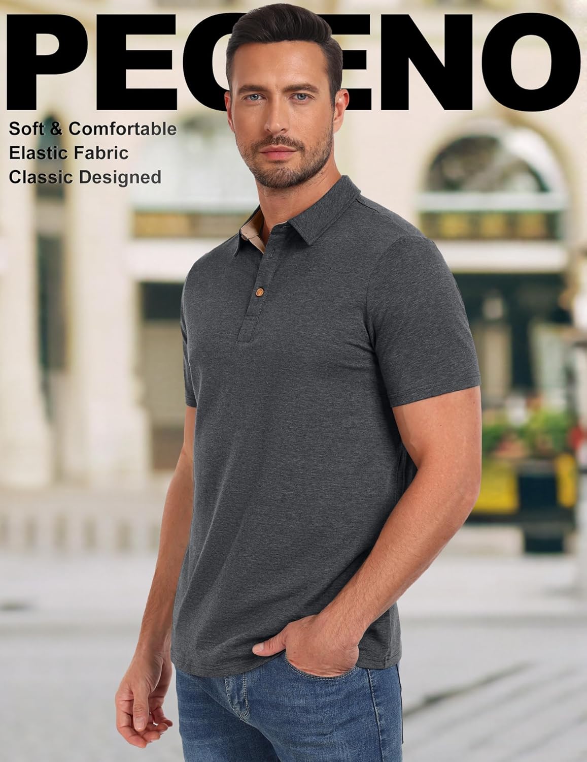 PEGENO Mens Polo Shirts Short Sleeve Casual Cotton Golf Shirts Performance Polo Shirts for Men - Image 5