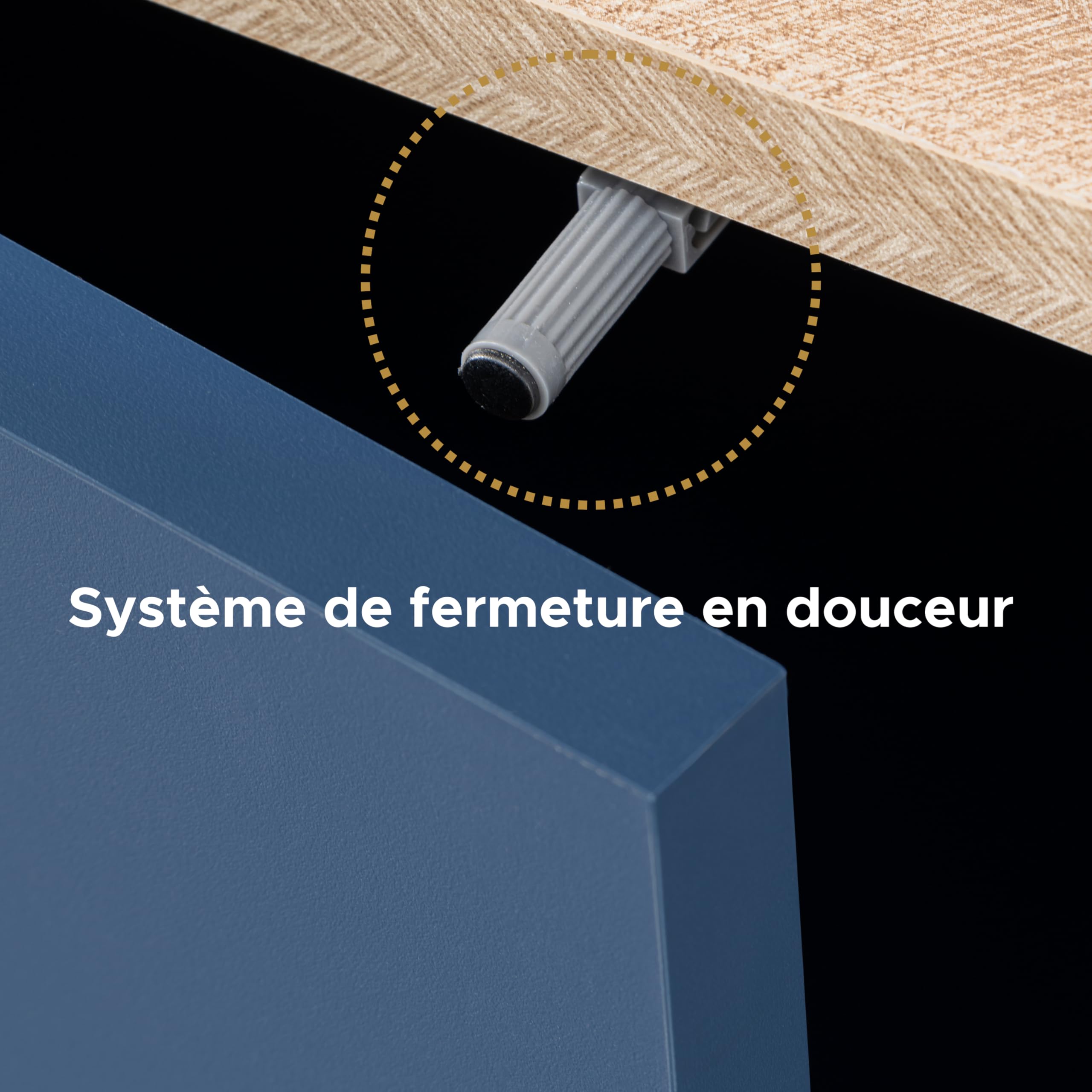 Komodee Fondi Ensembles de Meubles TV 3 armoires avec casier à vin, Style scandinave, pour Salon, Cuisine, Salle à Manger, Bureau, Bleu, Bois Clair, 173x35x272 cm