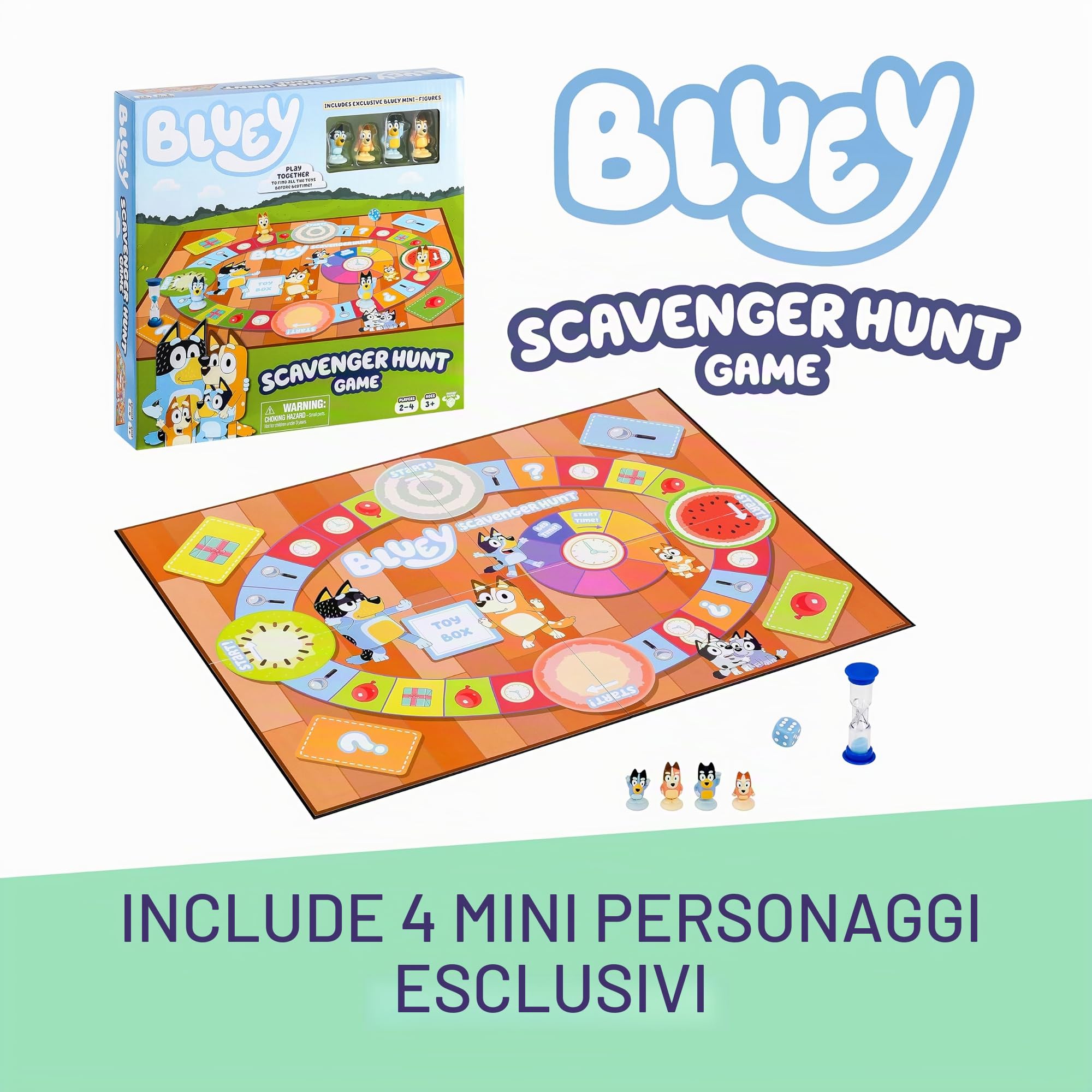 Bluey Gioco di caccia al tesoro Un divertente gioco da tavolo pieno di attività divertenti da eseguire, cose da trovare e domande su Bluey a cui rispondere
