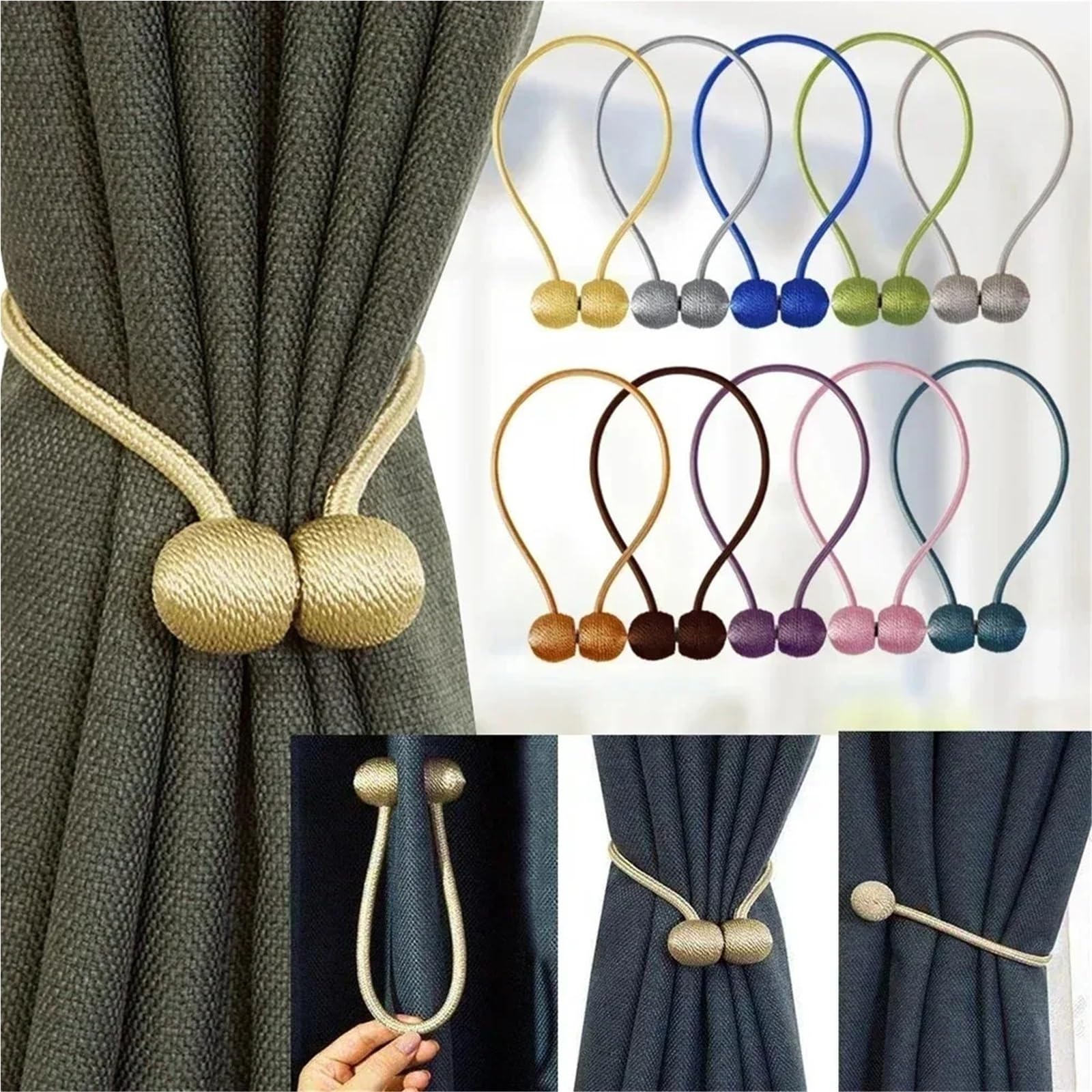 LYVQZPWLRLes Rideaux magnétiques, Crochets magnétiques for Rideaux, embrasses, Porte-Boucles, Accessoires décoratifs for Rideaux en Polyester(White01)