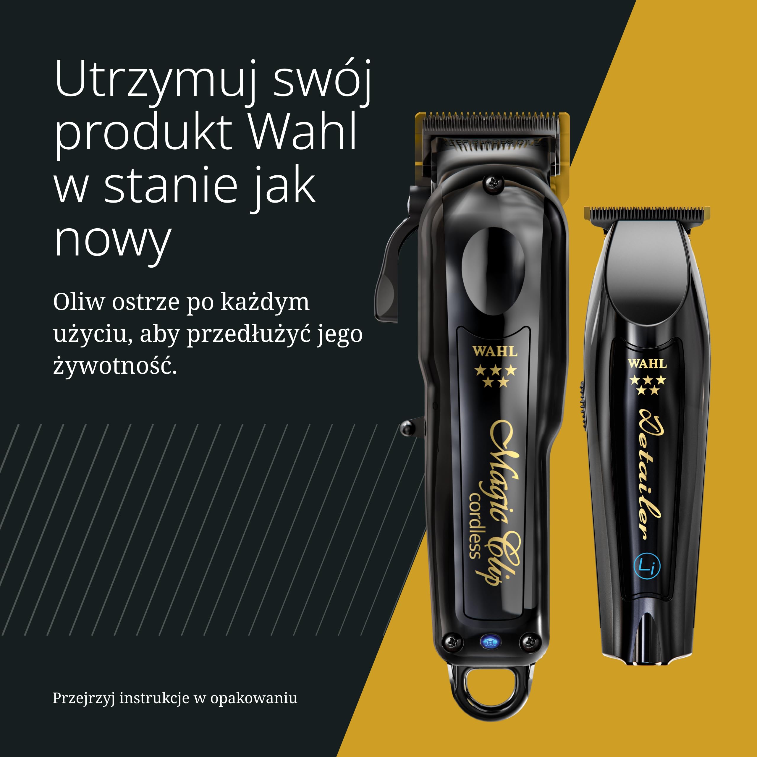 Wahl Cordless Magic Clip Maszynka do Mieszania, Czarna | Maszynka Przewodowa i Bezprzewodowa z Ostrzami Tytanowo-DLC, Silnik 6500 obr/min i do 100 Minut Pracy
