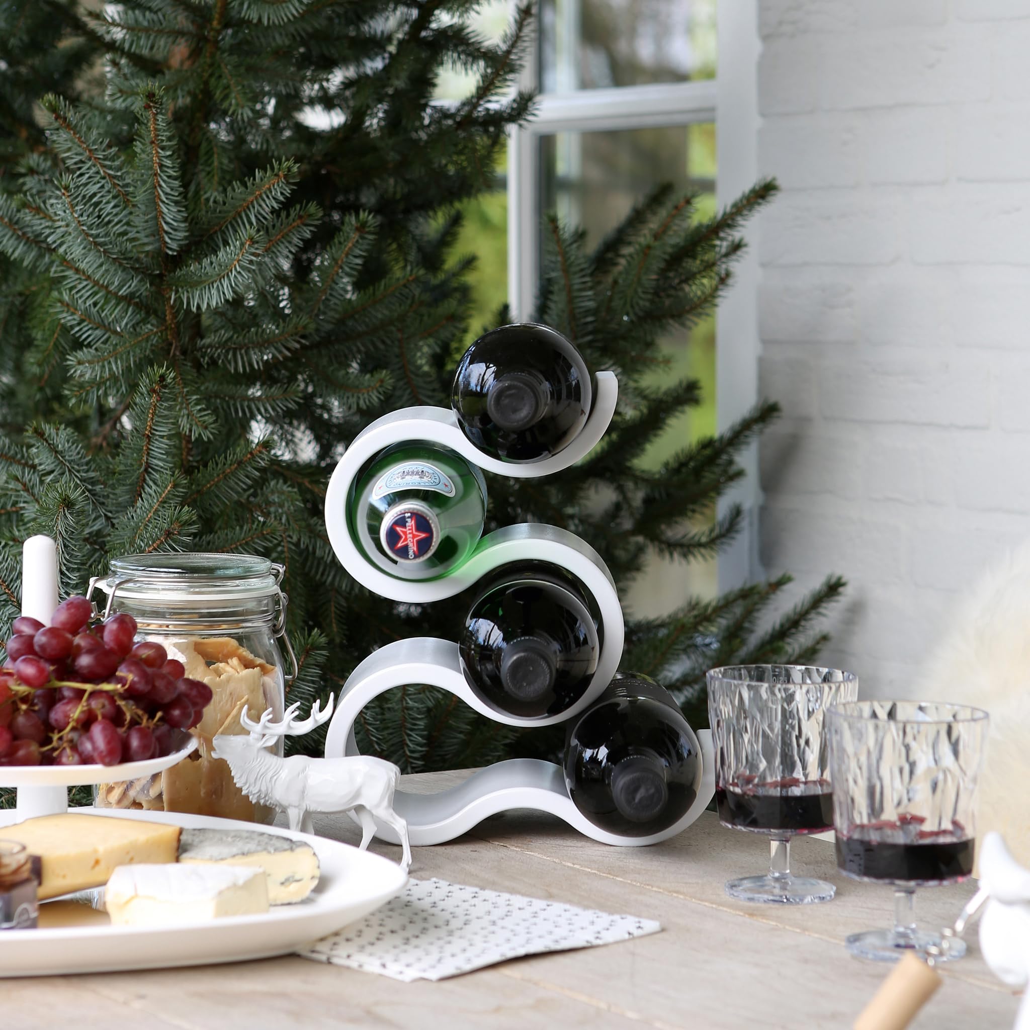 BOA Weinregal – Modernes Weinflaschenregal für 5 Flaschen, platzsparend, dekorativ, robust, aus hochwertigem Kunststoff, ideal für Küche oder Wohnzimmer, deutsches Design