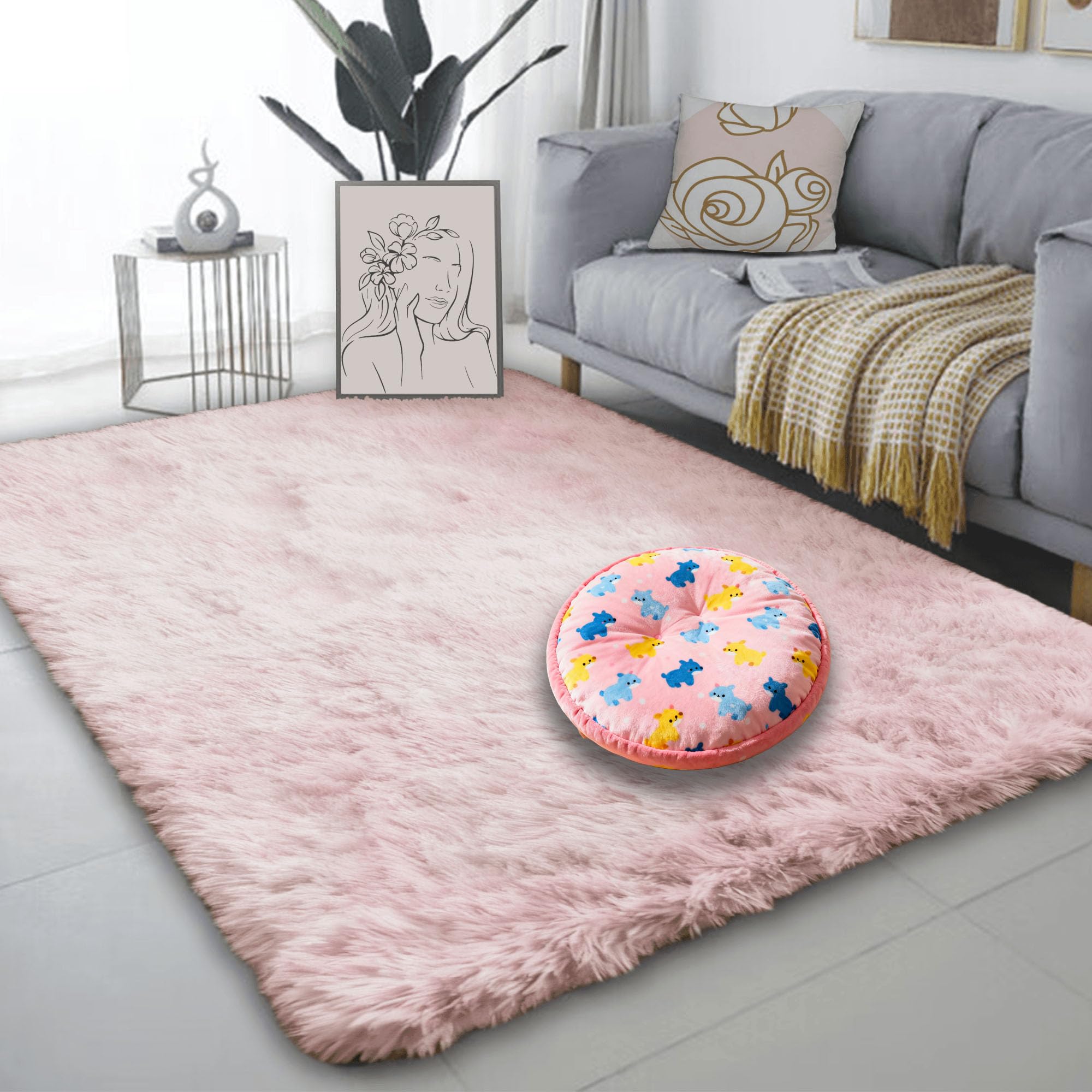 Tapis à poils longs doux sans perte de fibre pour grand salon et canapé
