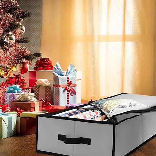 Miniatura 10 de HOMIOR Organizador de papel de regalo de Navidad bolsa de almacenamiento de papel de regalo con bolsillos útiles para accesorios de Navidad se