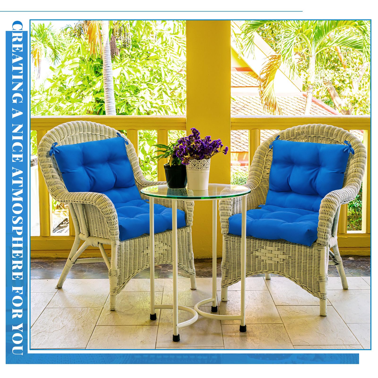 Amazon.com : Marsui 6 Pcs Outdoor Indoor High Back Chair Cushions