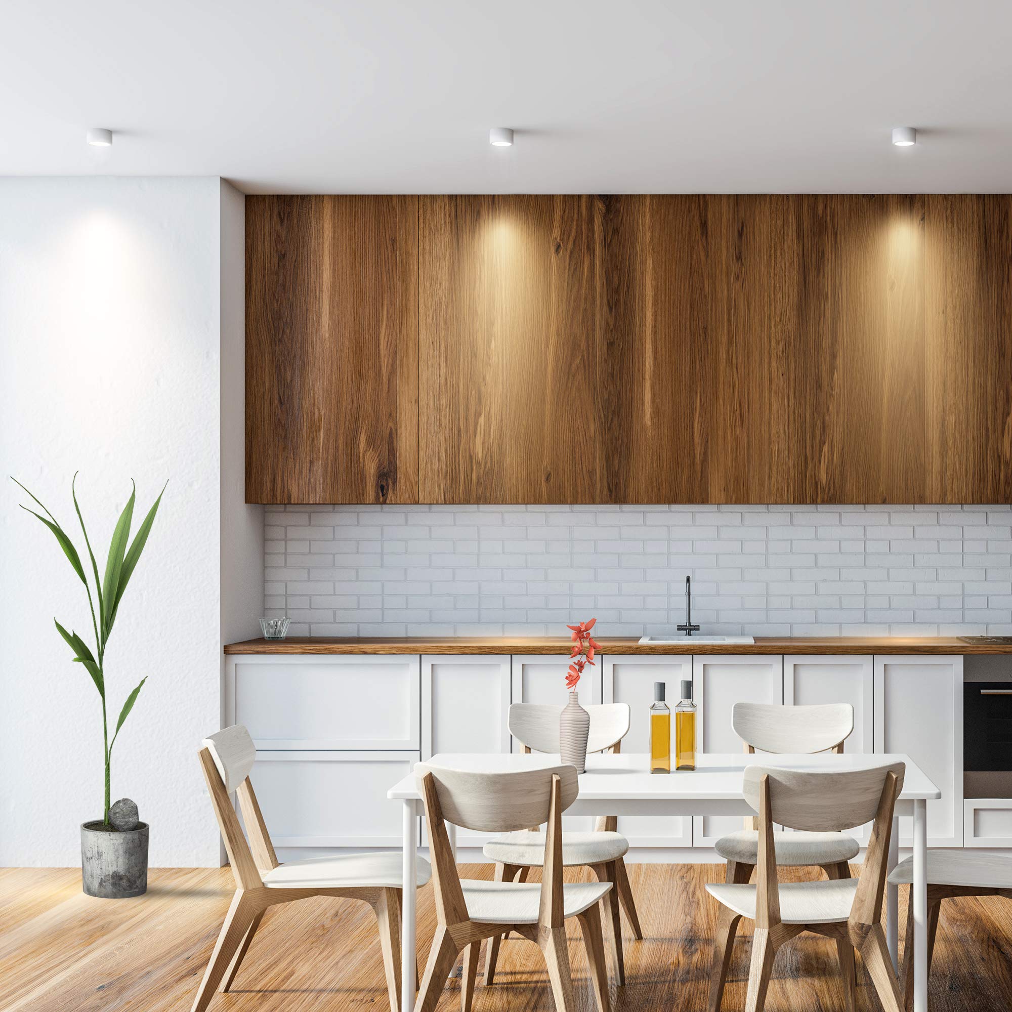 linovum 6 Stück Aufbauleuchte SMOL schwenkbar in weiß matt & rund mit LED 4W warmweiß 230V