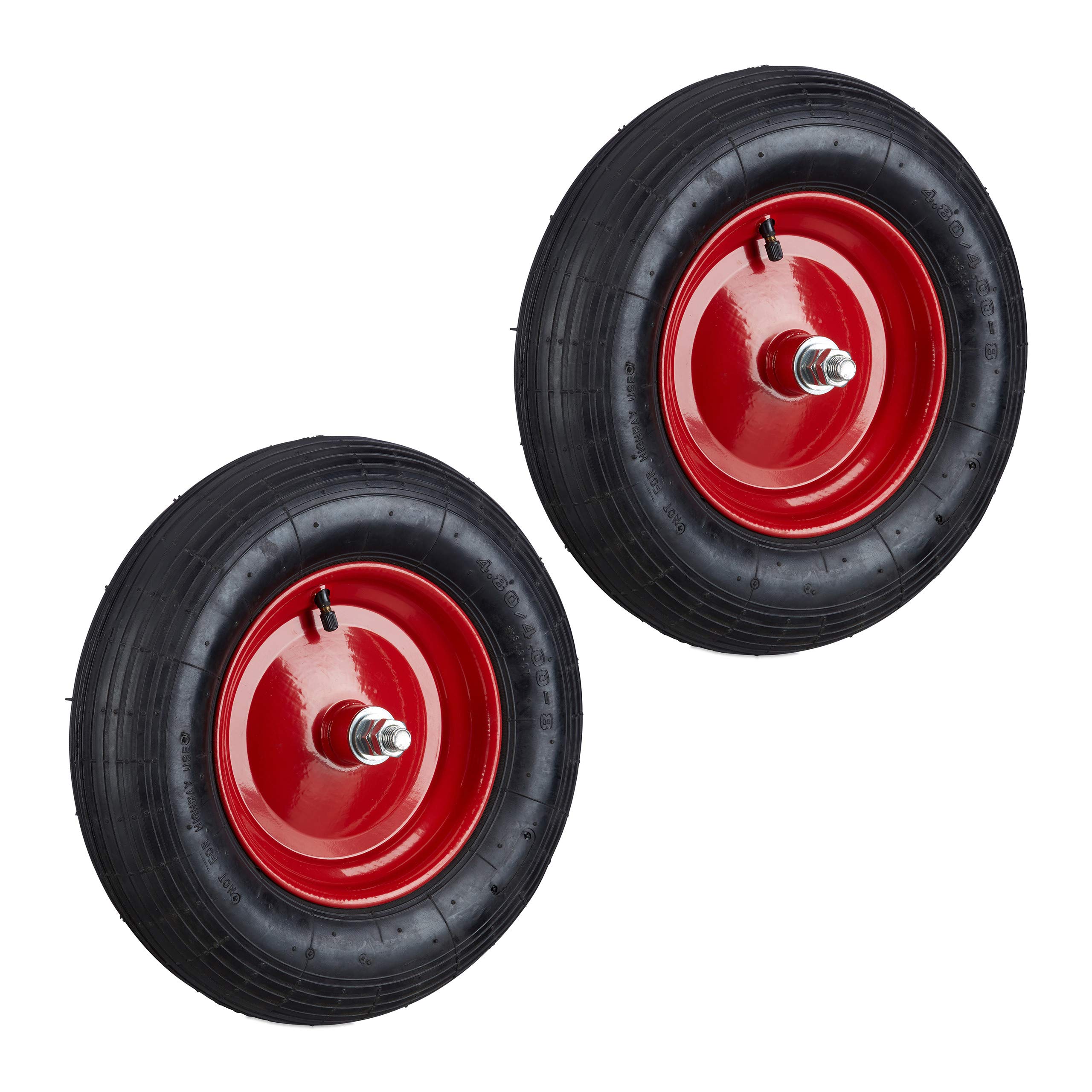 Yaheetech Set Di 4 Ruote Piene Per Carriola - Gomma Antiforatura, Diametro 255 Mm | Ideali Per Giardino, Lavori E Trasporto - Foto 11