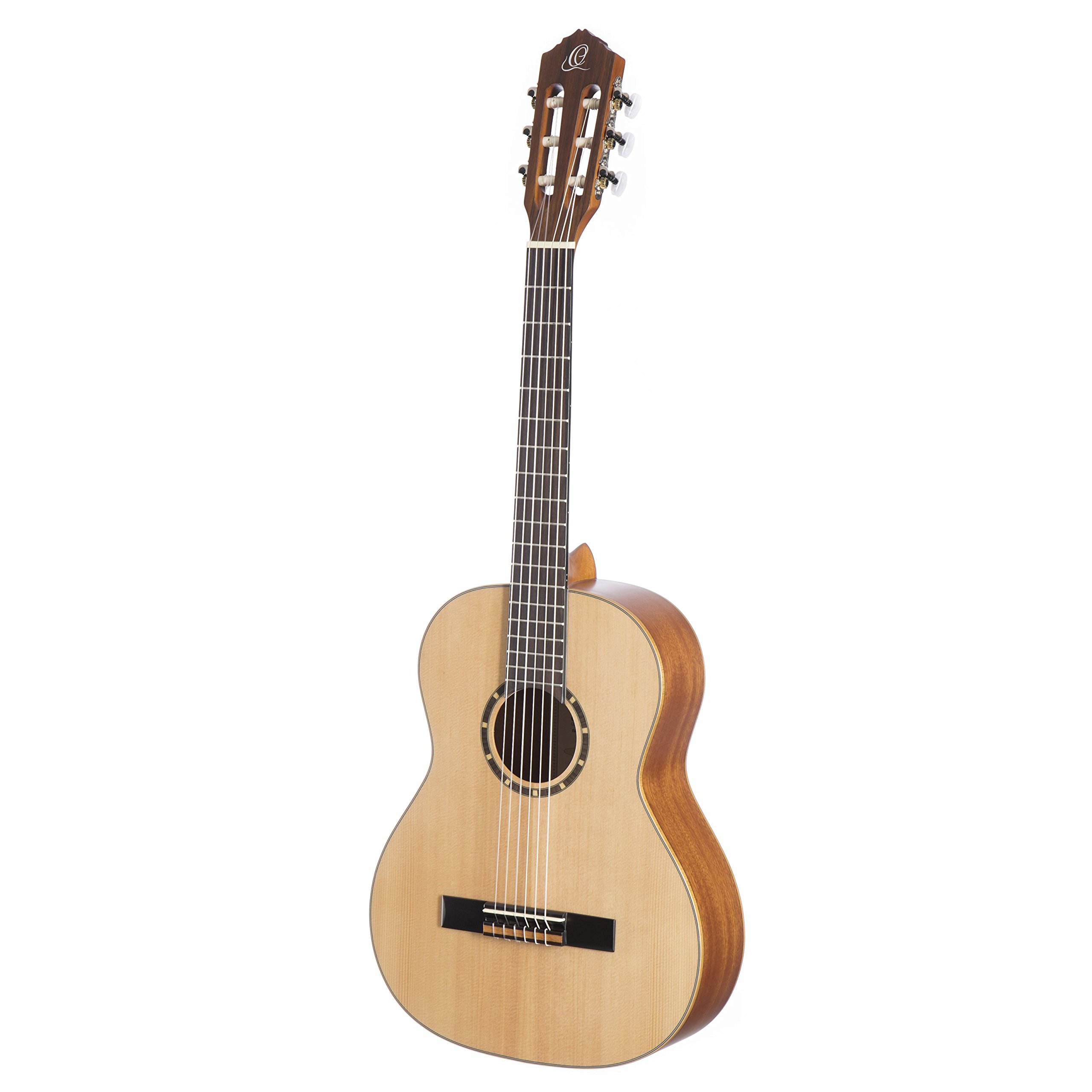Ortega Guitars Konzert Gitarre Linkshänder – 3/4 – Family Series – Inklusive Gig Bag – Fichte, Mahagoni, Natur (R121L-3/4)