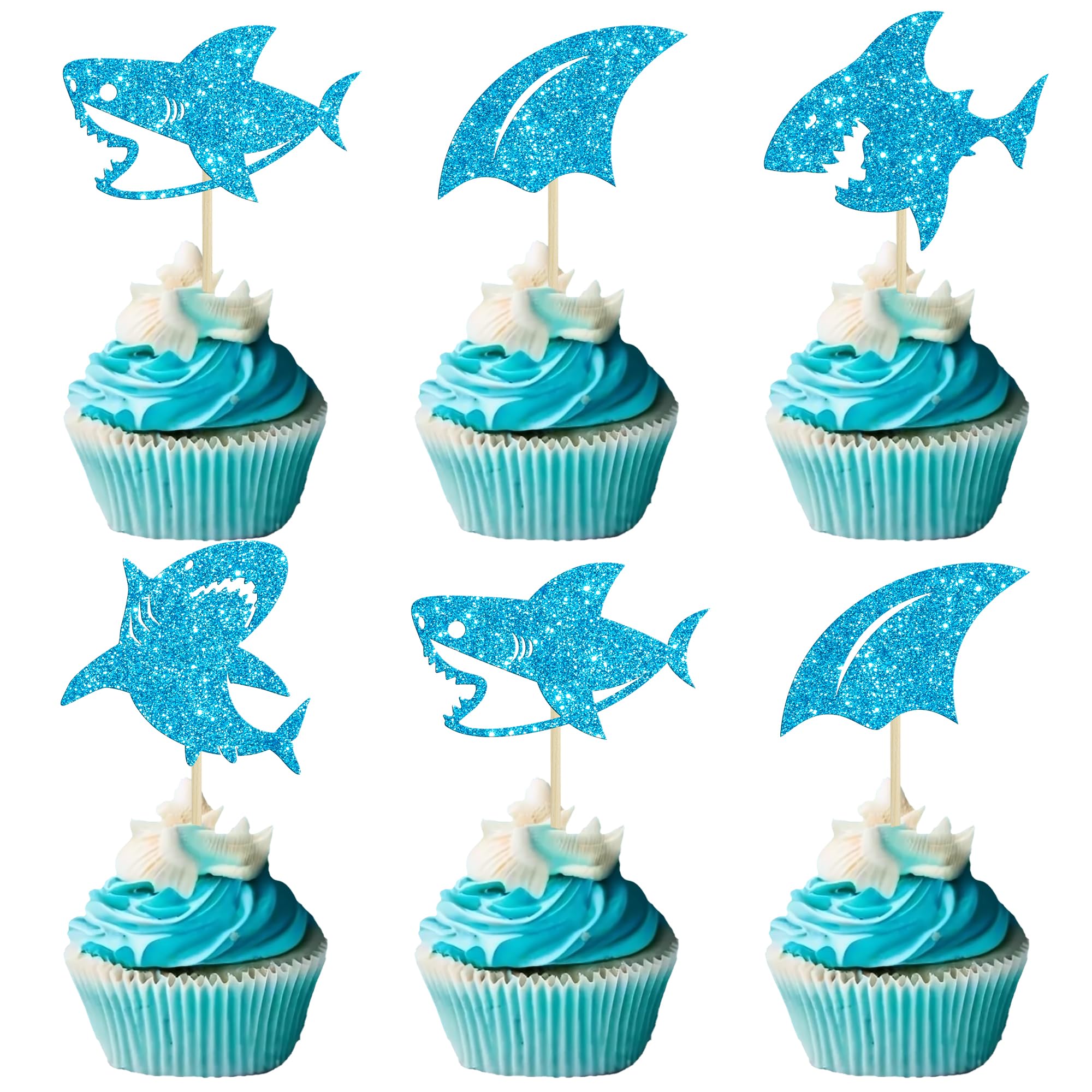 Gyufise Lot De 3 Décorations De Gâteau En Acrylique En Forme D'aileron De Requin Pour Décoration De Gâteau Pour Fête Sur Le Thème Des Animaux De