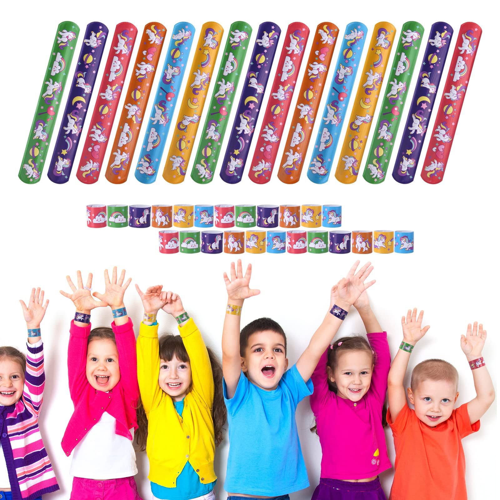 flintronic Braccialetti Slap, 30Pezzi Slap Bracelets, Bracciali a Scatto, Schiaffo Bracciali Gadget per Compleanno Festa Bomboniere Regalo per Bambini Ragazze Ragazzi