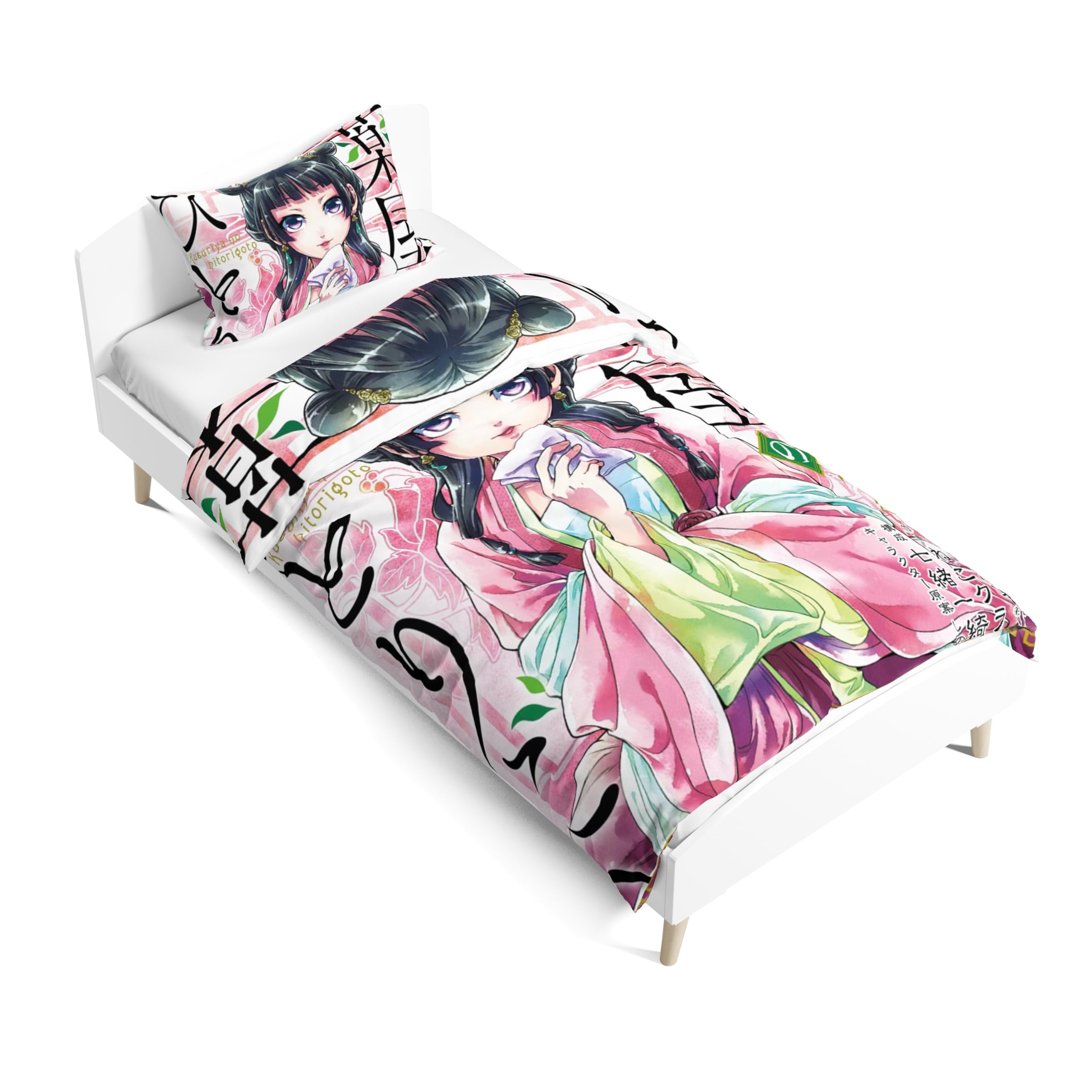 Zhongkaihua The Apothecary Diaries - Set di biancheria da letto da 2 pezzi, stampa 3D, motivo anime Maomao, copripiumino e federe per letto singolo, 135 x 200 cm
