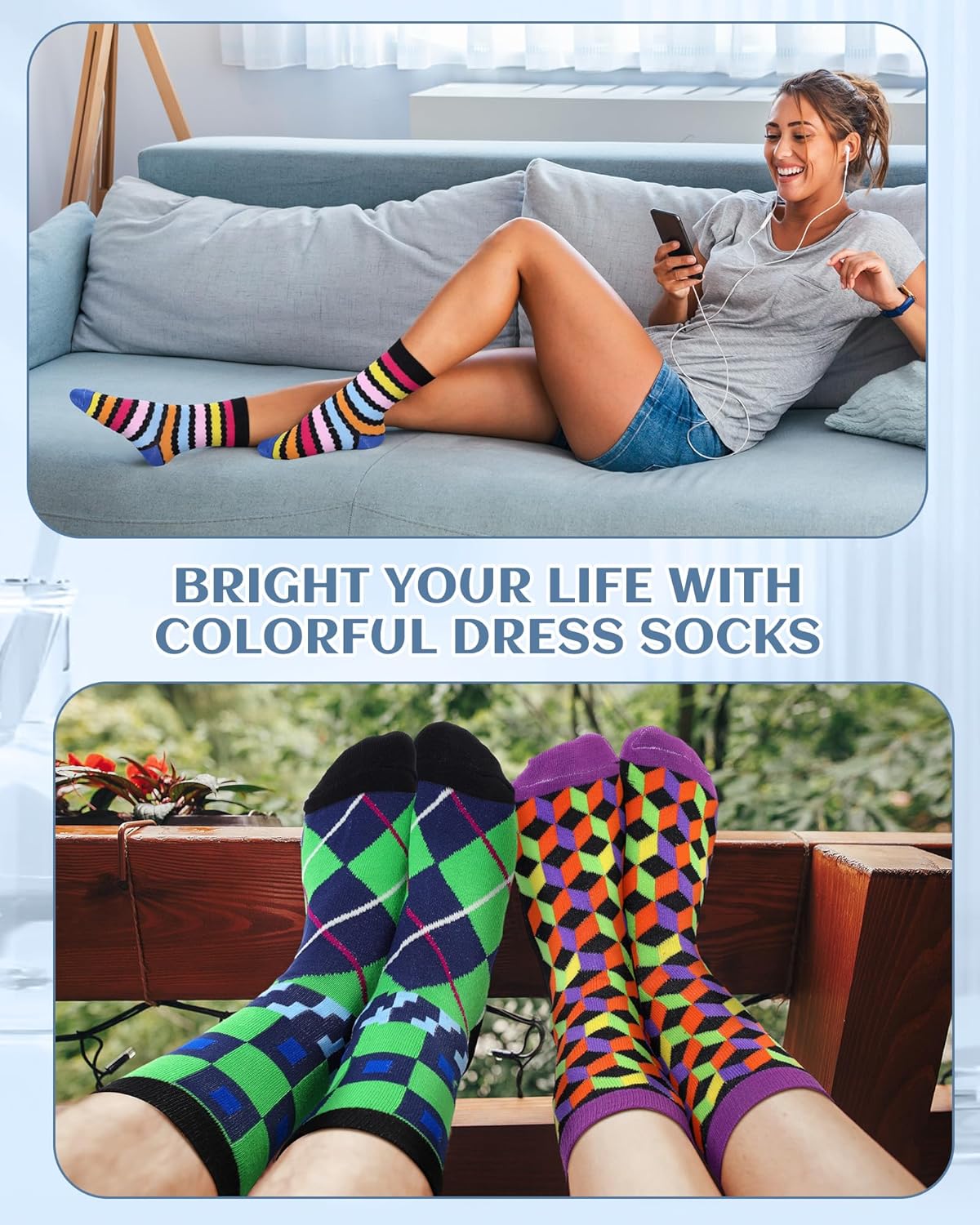 Ramede 48 Pairs Geometry Socks Bulk Novelty Funny Geometric Crew Sock Gifts for Father Day Men