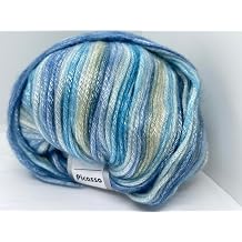 Ice Yarns Picasso Blues, Khaki + Fuzzy with Subtle Sheen Yarn, Polyester, Acrylic Blend 50 gram 1.75 Ounces 125 Yards