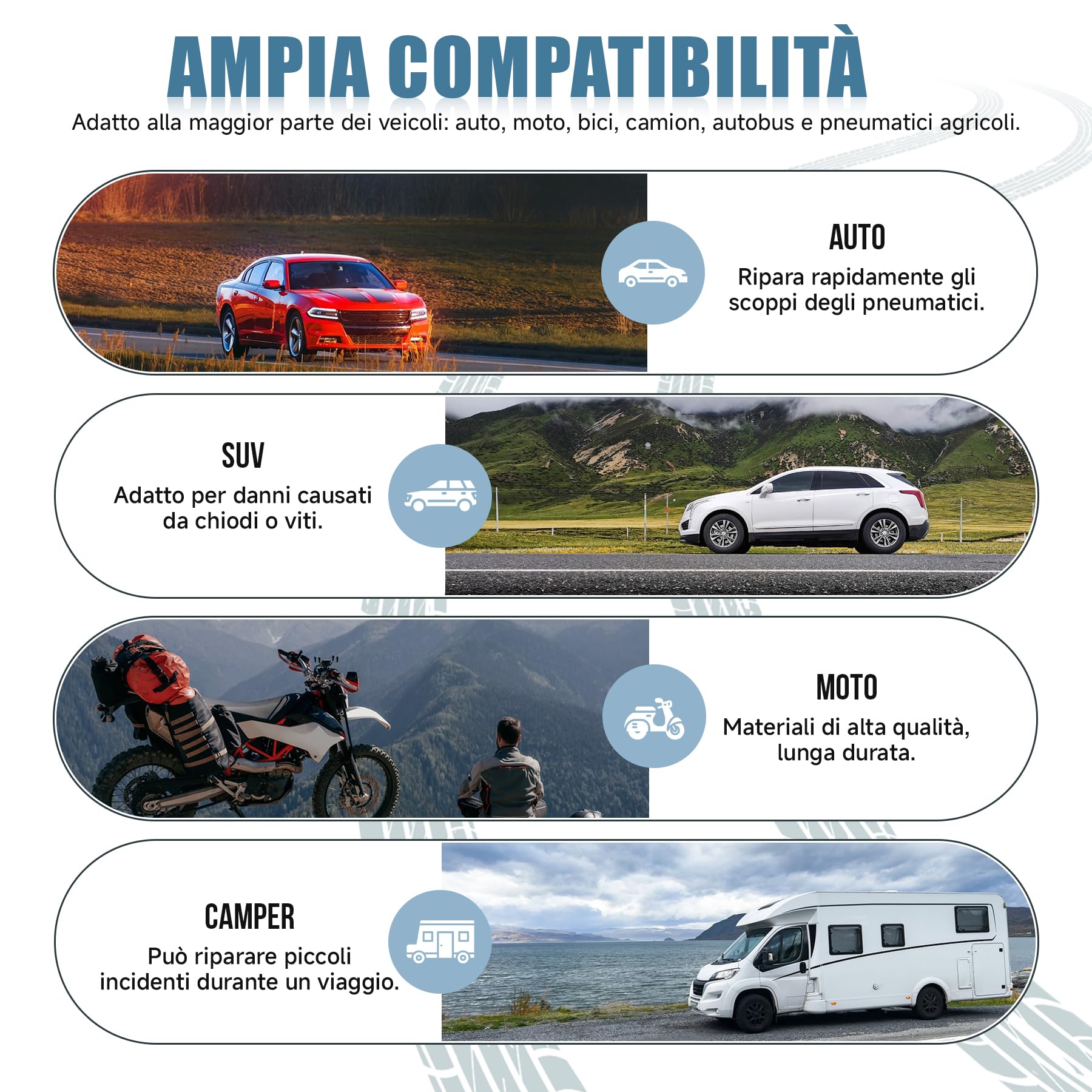 Kit 50 Pezzi Chiodi per Riparazione Pneumatici Sottovuoto – Chiodi in Gomma a Spirale di Alta Qualità con Cacciavite Inclusi, Riparazione Rapida e Sicura per Auto, Moto, Camion e Bici (25S + 25L)