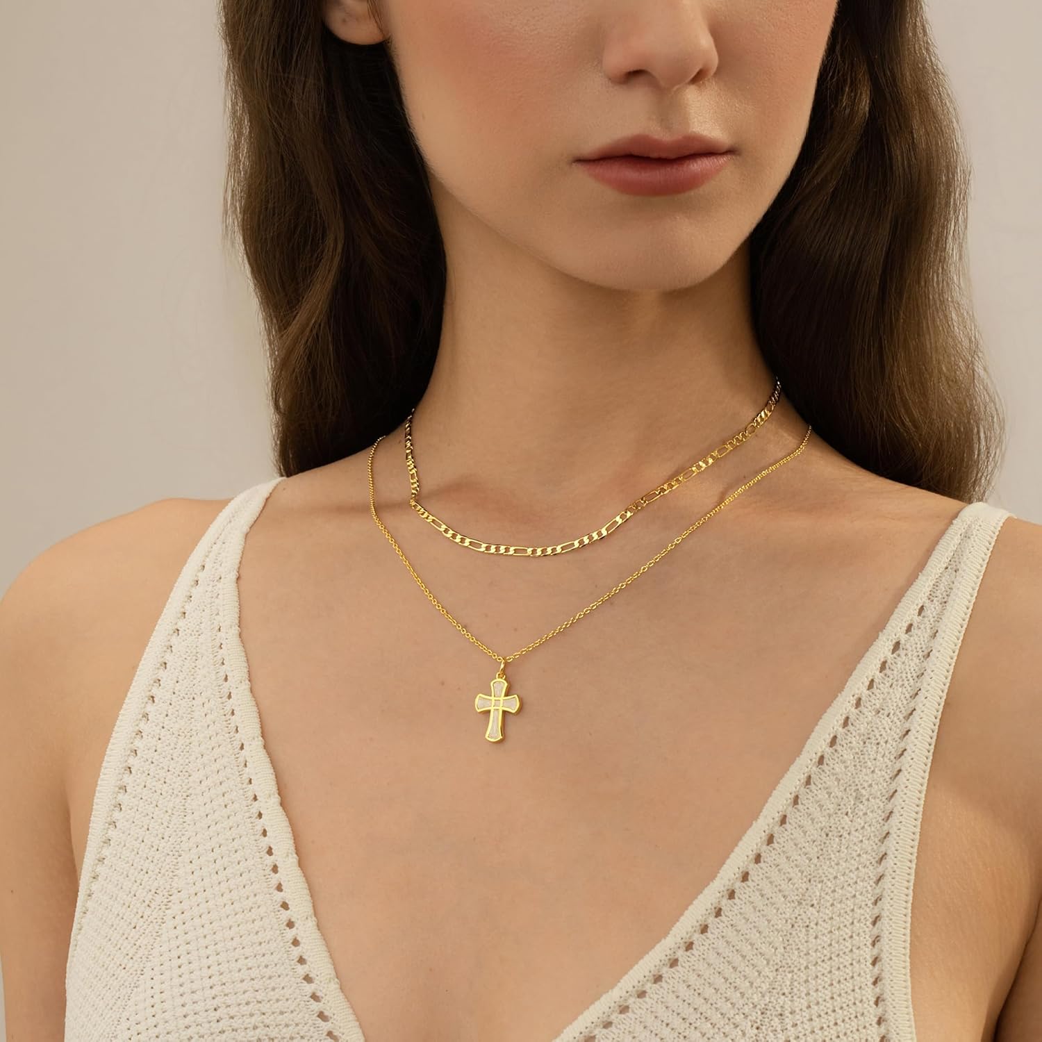 Cross Necklace for Women, 14K Gold Plated Cross Pendant Necklace Dainty Cross Chain Gold Cross Necklaces for Women Trendy Jewelry Gift Simple Cute Tiny Christian Baptism Religious Faith Cross Necklace - Image 6