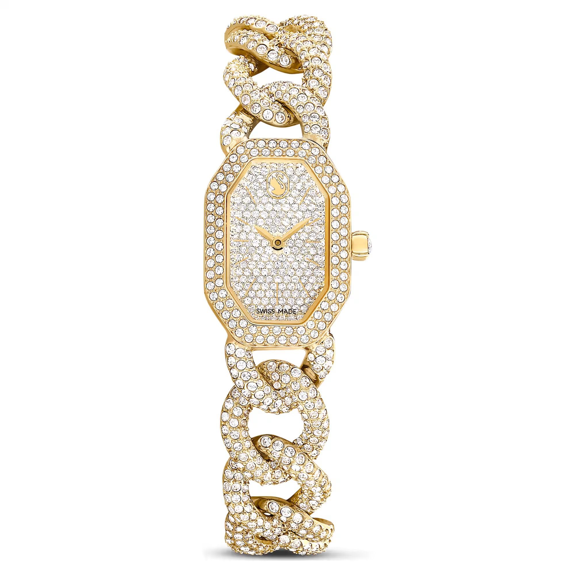 Dextera Chain Watch Swiss Made, Crystal Bracelet, Gold Tone, Gold-Tone Finish 5668854