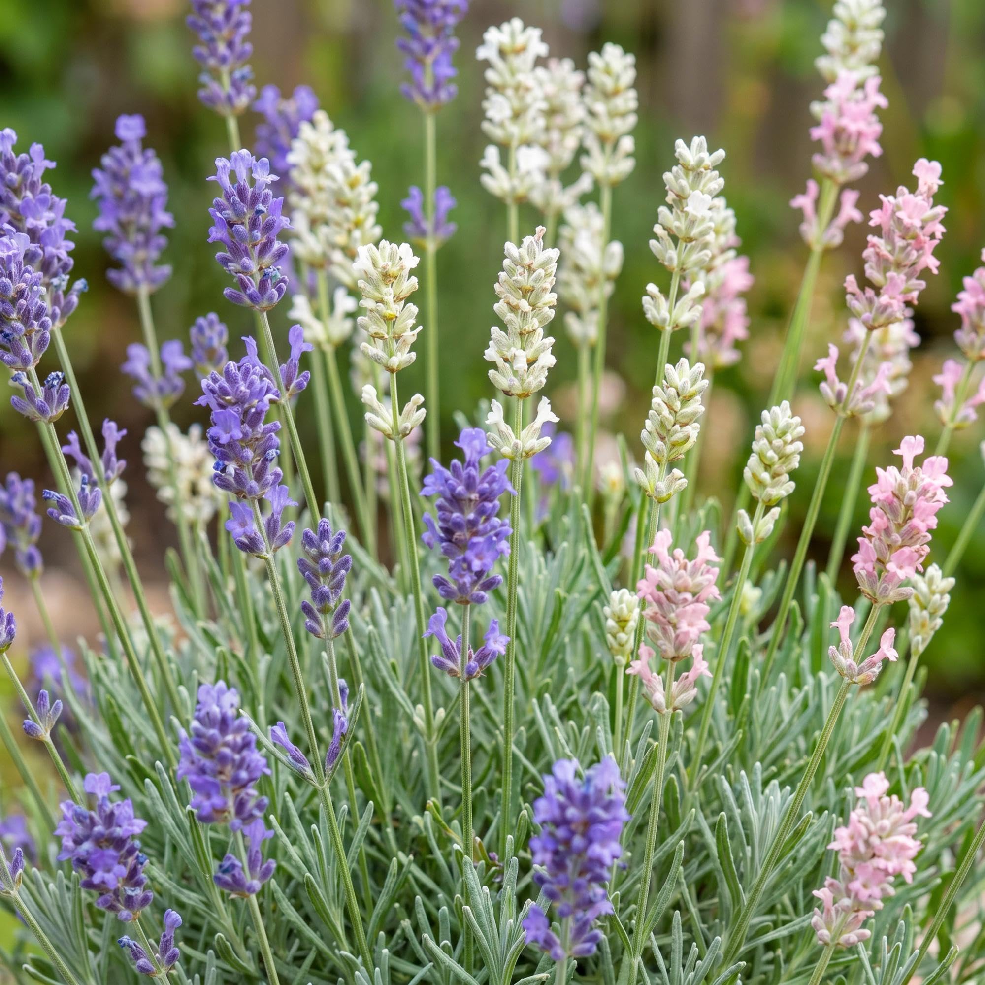 Green boutiQ - Stauden - Lavandula Tricolour - Lavendel - Duftend - Blau - Rosa - Weiß - 12 Pflanzen - Topf 11 cm - Höhe 15-25 cm