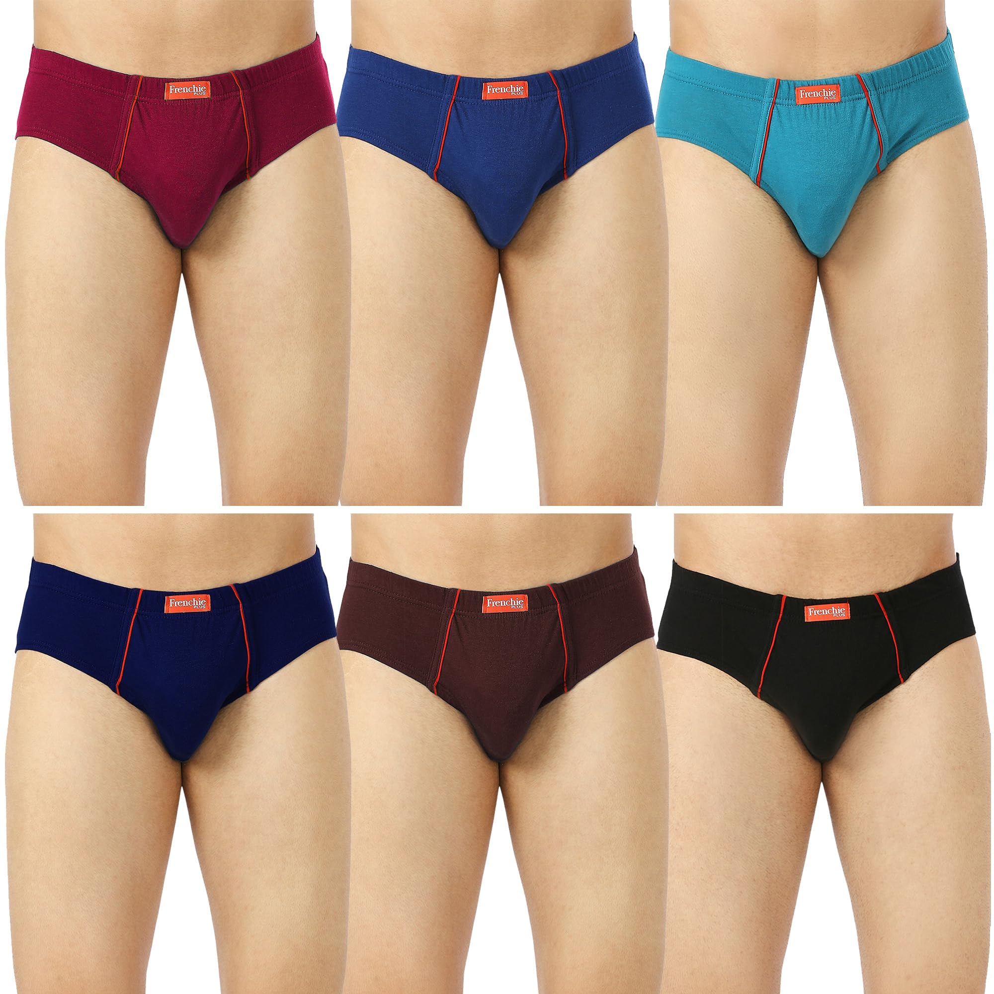 Frenchie Plus Mens Cotton Brief (Pack of 6) Color May Vary