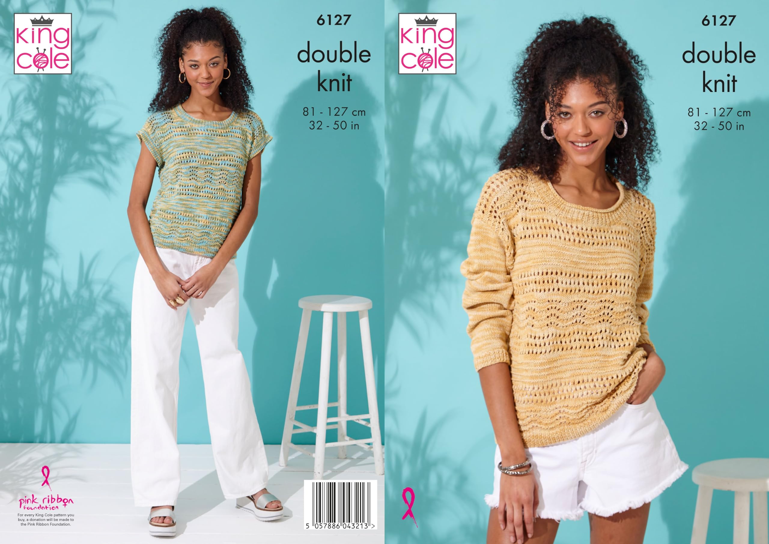 King Cole Ladies Double Knit DK Knitting Pattern Sweater and Top 6127