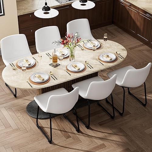 Miniatura 31 de Juego de 3 taburetes de bar de 26 pulgadas, modernos taburetes de bar de altura de barra, taburetes de bar de cuero sintético con respaldo y patas