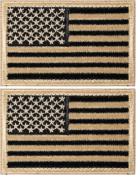 2 Pieces Tactical USA Flag Patch American Flag US United States of America Regular and Reverse Military Uniform Emblem Patches Mud Color - 2 Packs Regular