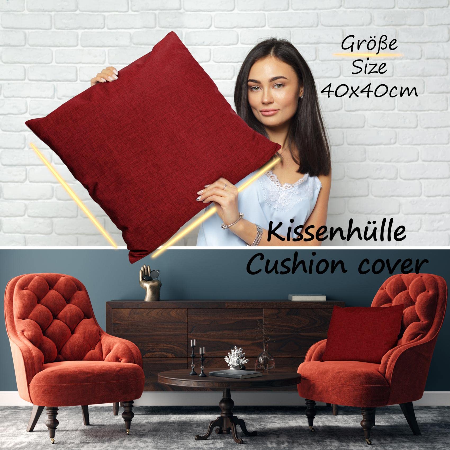 Kissenbezug Leinenoptik 40x40 Cm – In Fuchsia, Ohne Füllung, Aus Baumwolle-Polyester