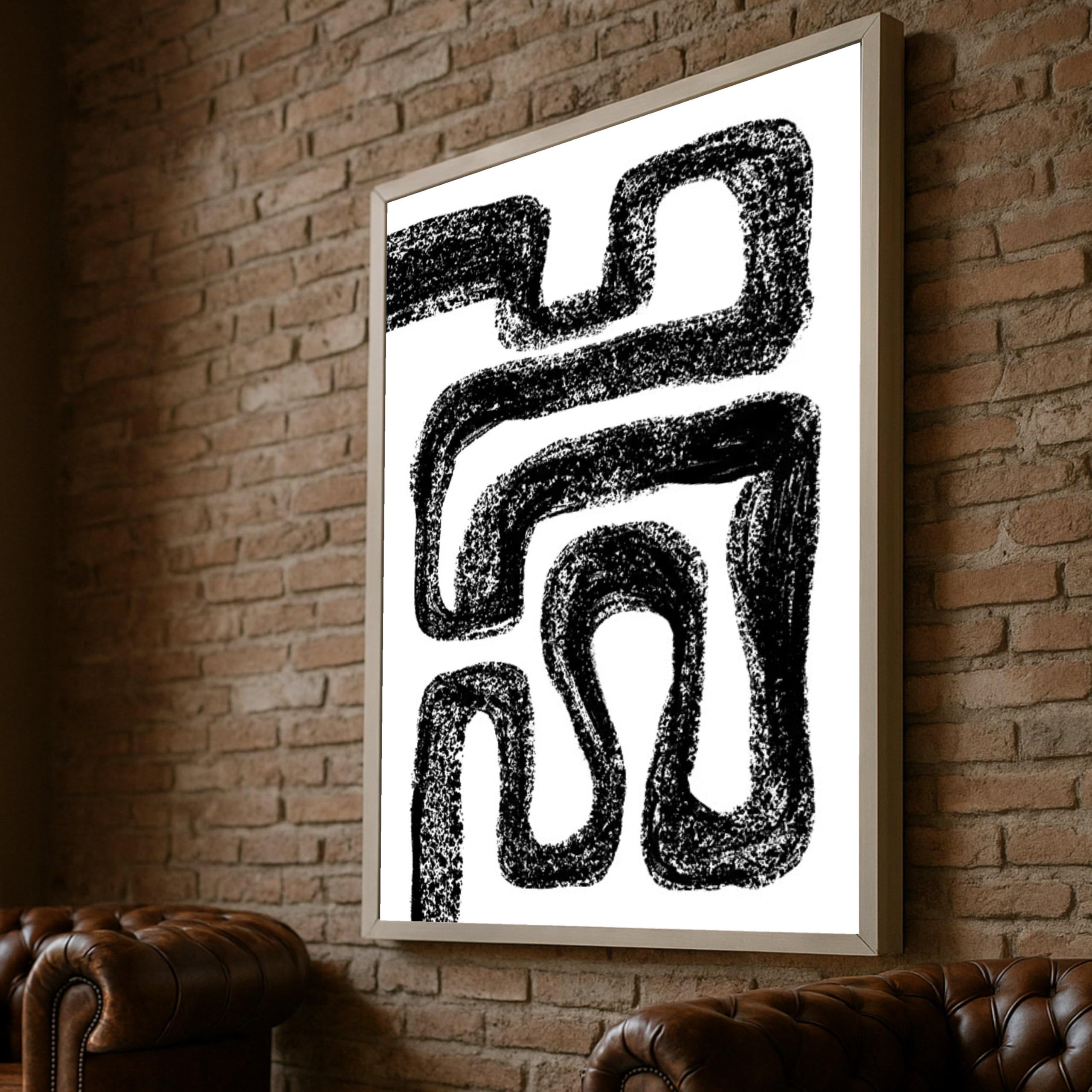 Toile abstraite noire à lignes tableau géométrique salon 40x60cm - 8