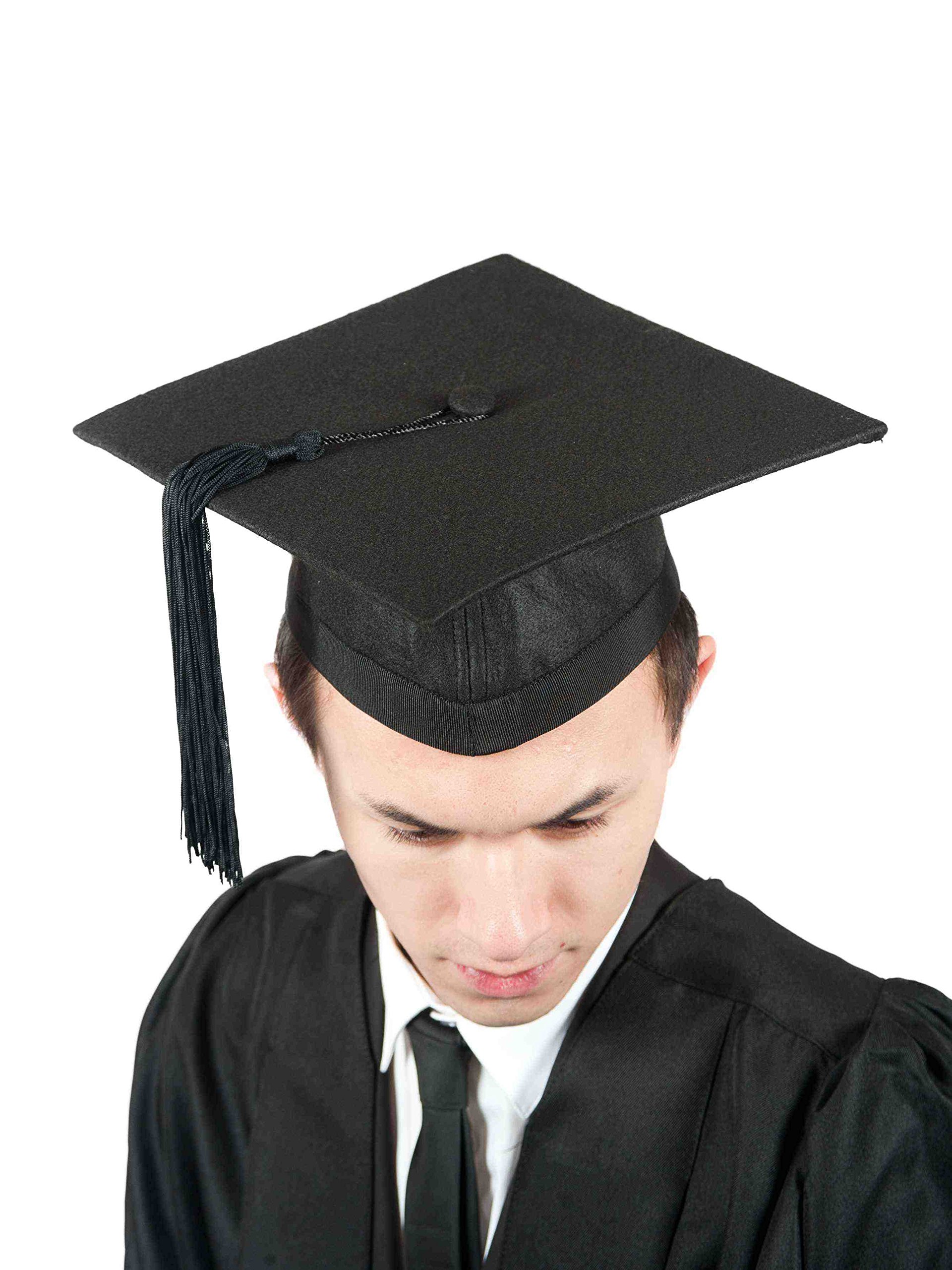 Universität Akademischer Doktorhut (Bachelor) – Traditionelle Filz Graduation Cap, schwarz