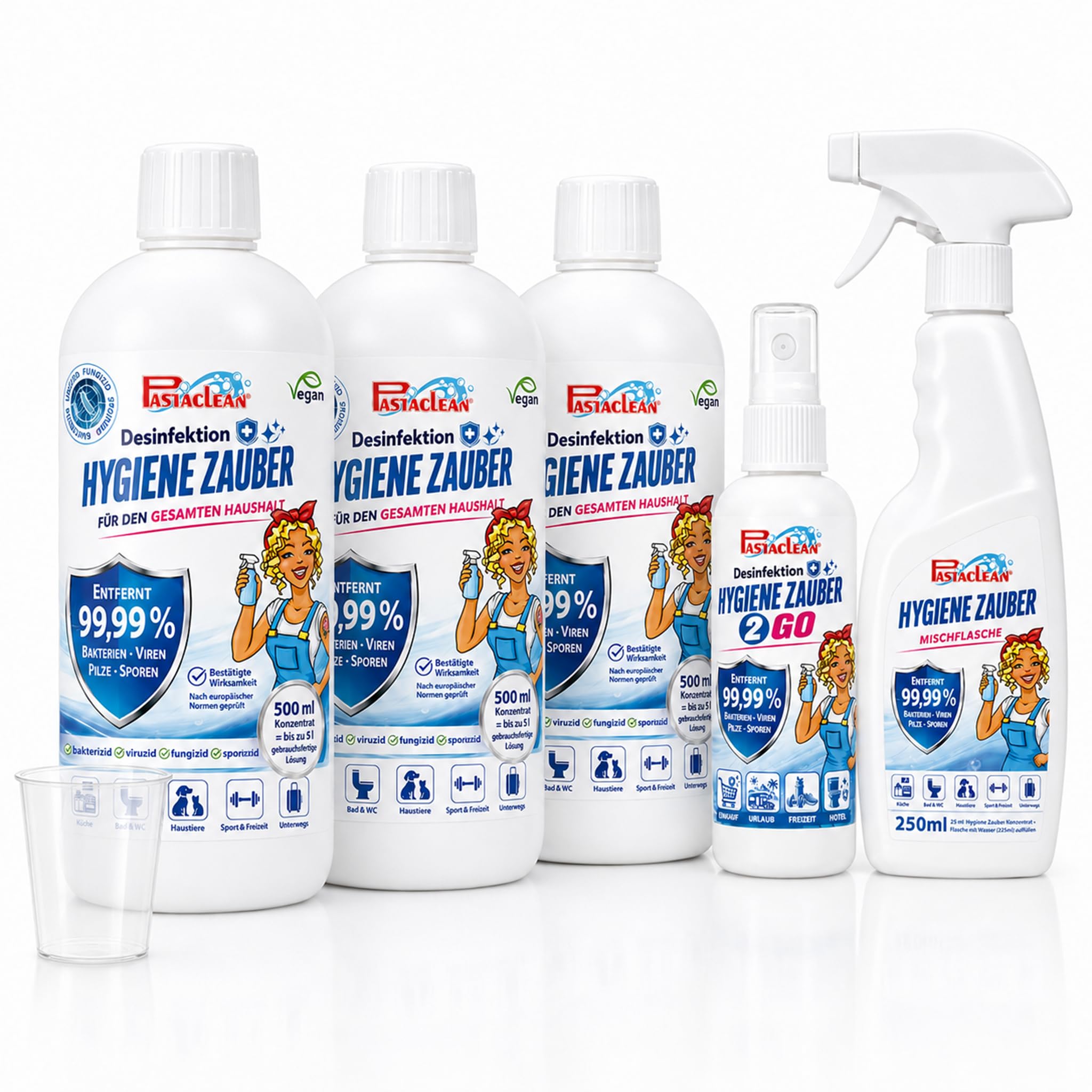 Pastaclean Hygiene Zauber Desinfektionsmittel Konzentrat, 3 x 500 ml