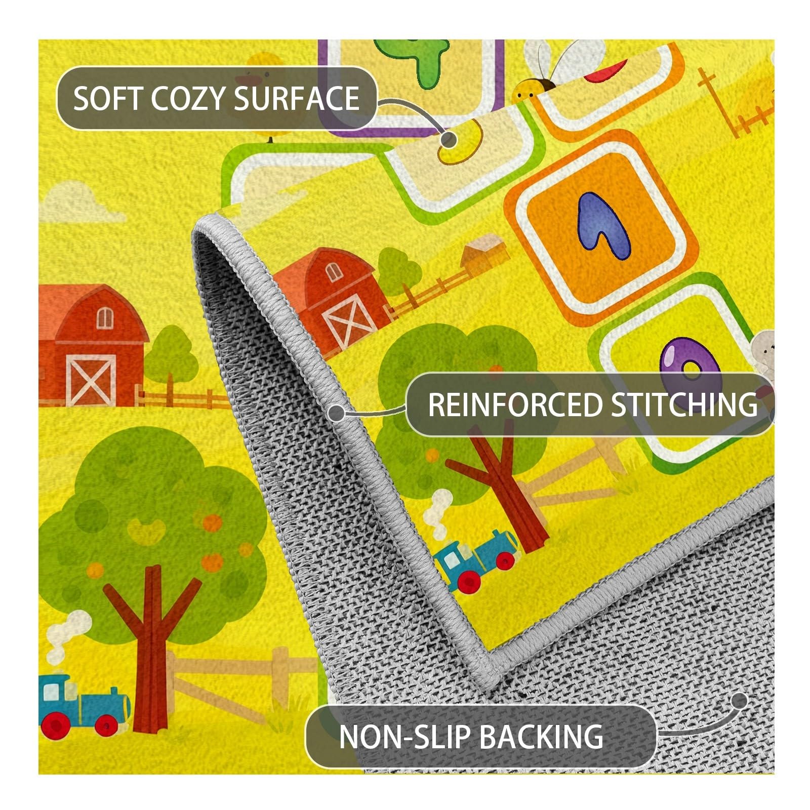 Hüpfspiel Teppich Läufer Flur 60x120 cm Hopscotch Teppichläufer Cartoon Küchenläufer Küche Teppiche rutschfest Waschbar Bettvorleger für Flur Waschküche